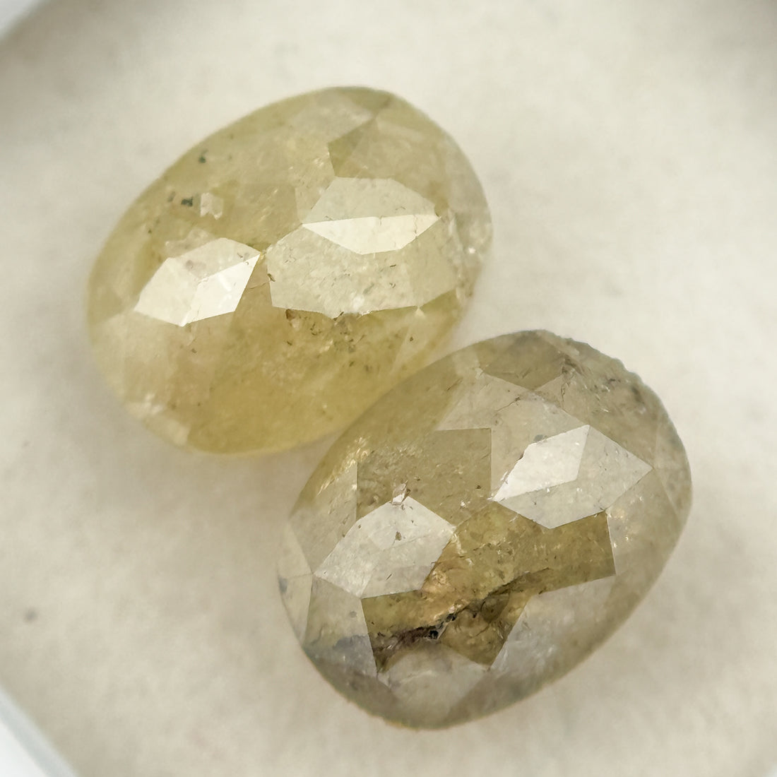 3.01 Ct Oval Rose Cut Yellow Natural inspired Diamond Pair