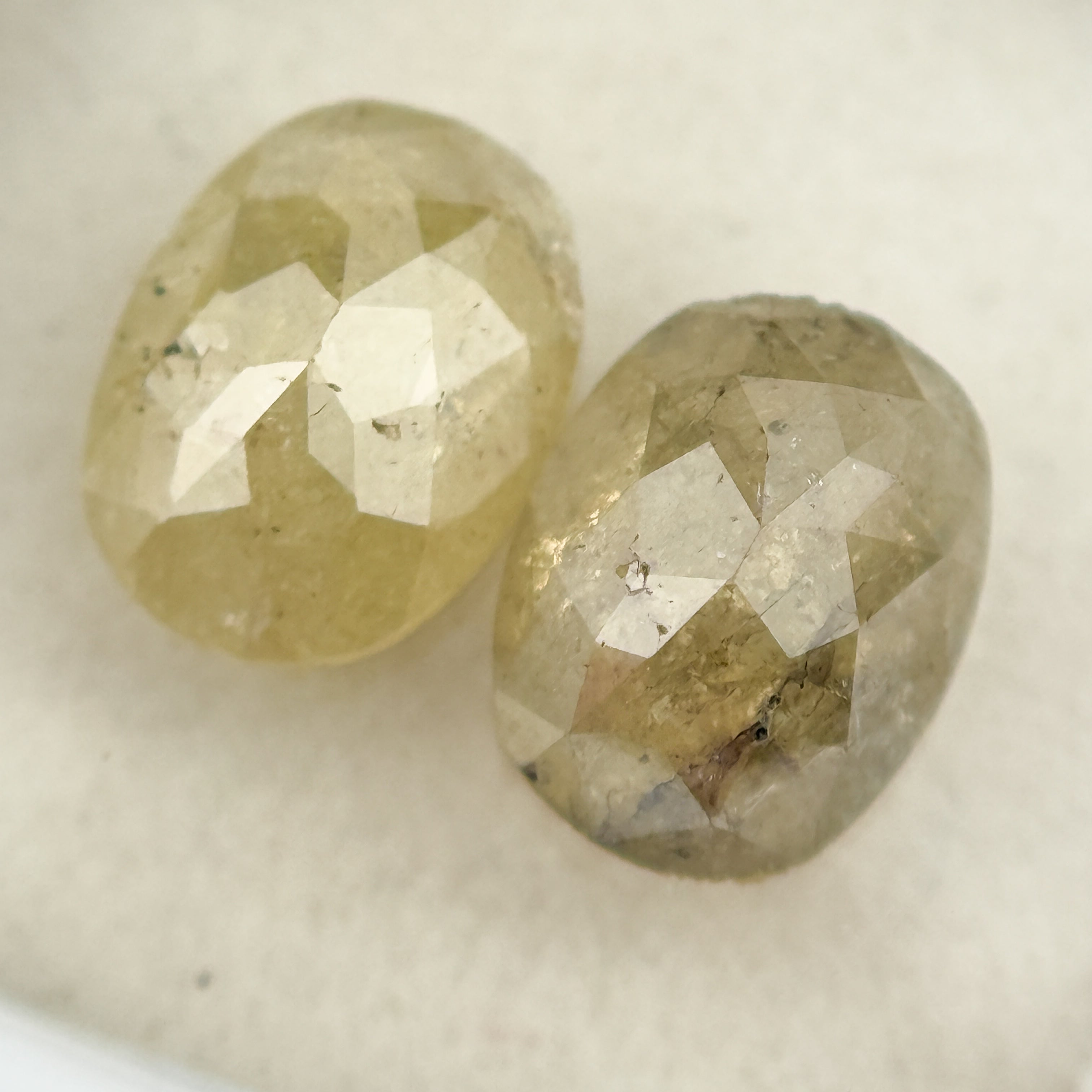 3.01 Ct Oval Rose Cut Yellow Natural inspired Diamond Pair