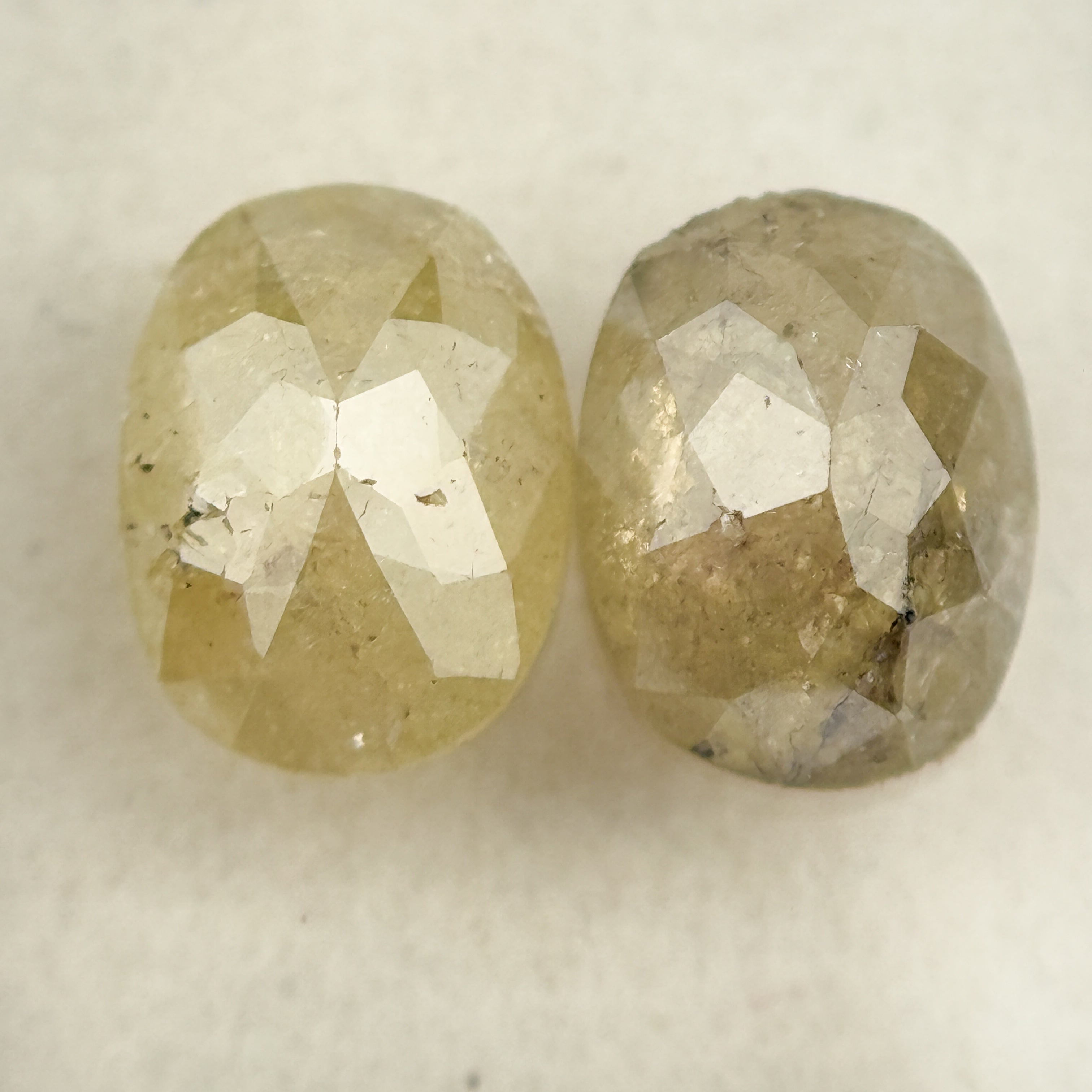 3.01 Ct Oval Rose Cut Yellow Natural inspired Diamond Pair