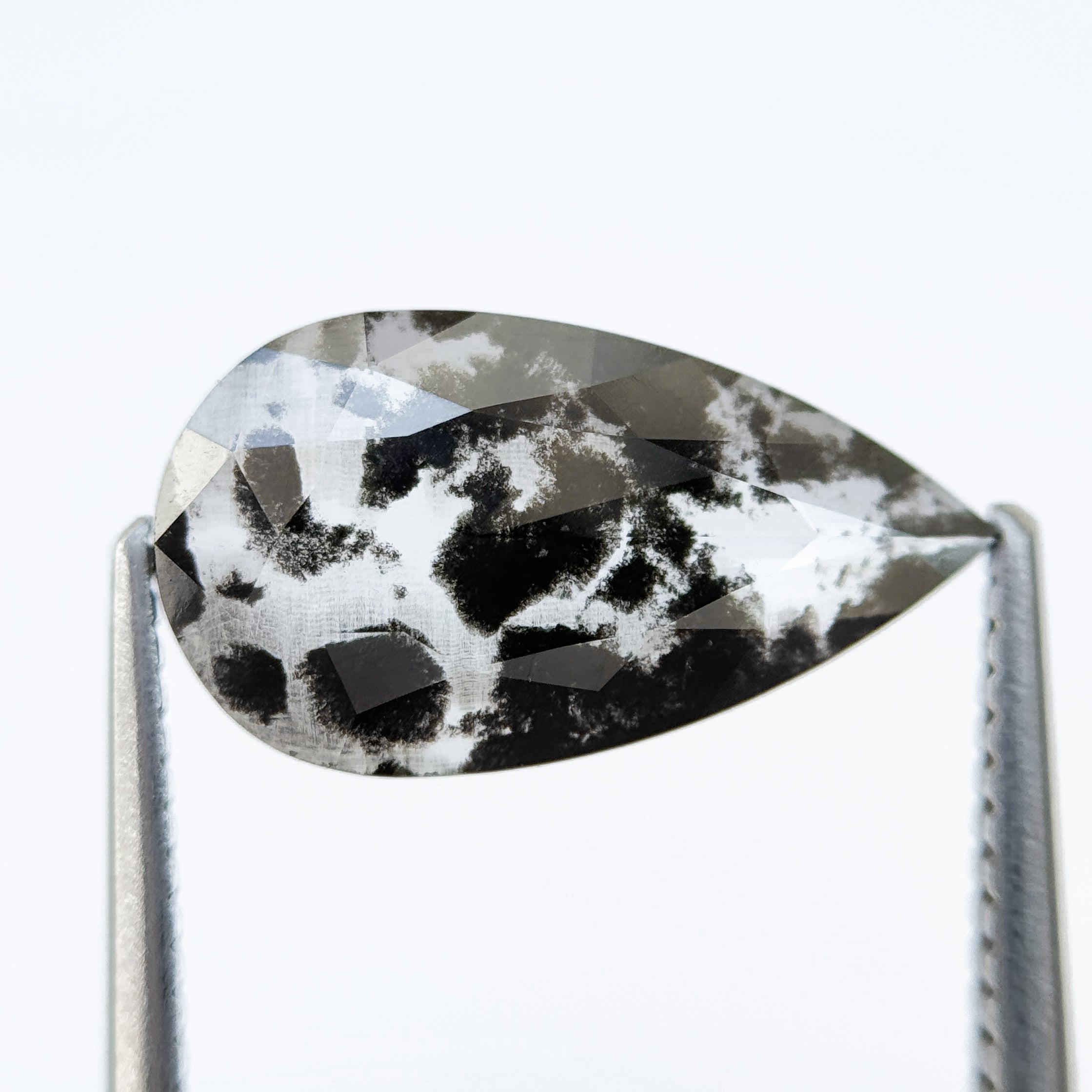 2.71 Ct Pear Rose Cut Grey Natural Salt and Pepper Diamond
