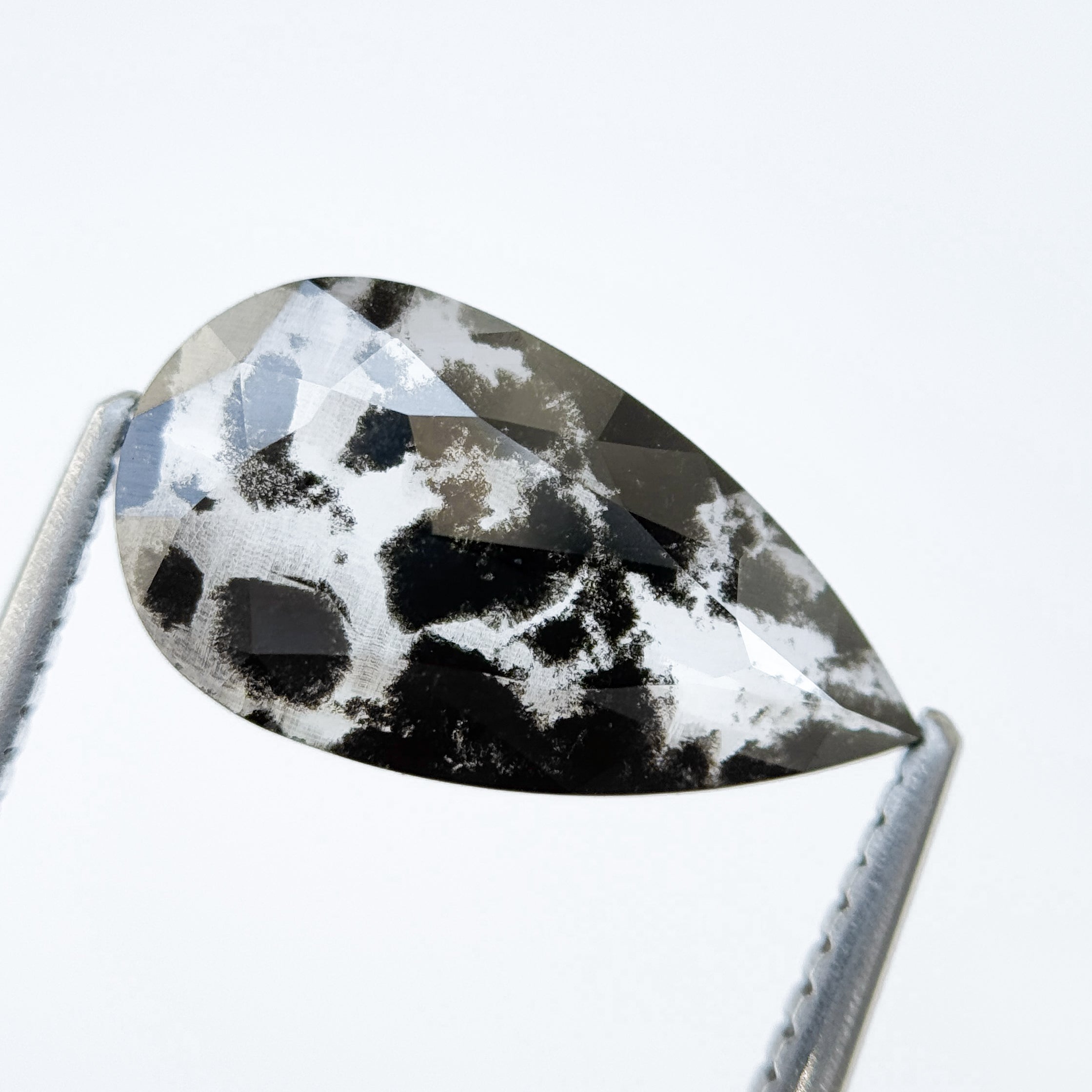 2.71 Ct Pear Rose Cut Grey Natural Salt and Pepper Diamond