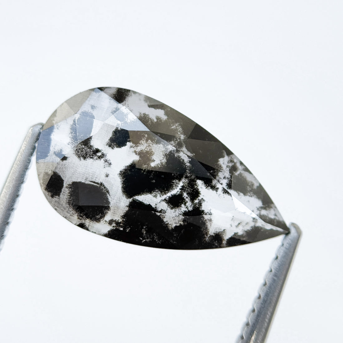 2.71 Ct Pear Rose Cut Grey Natural Salt and Pepper Diamond