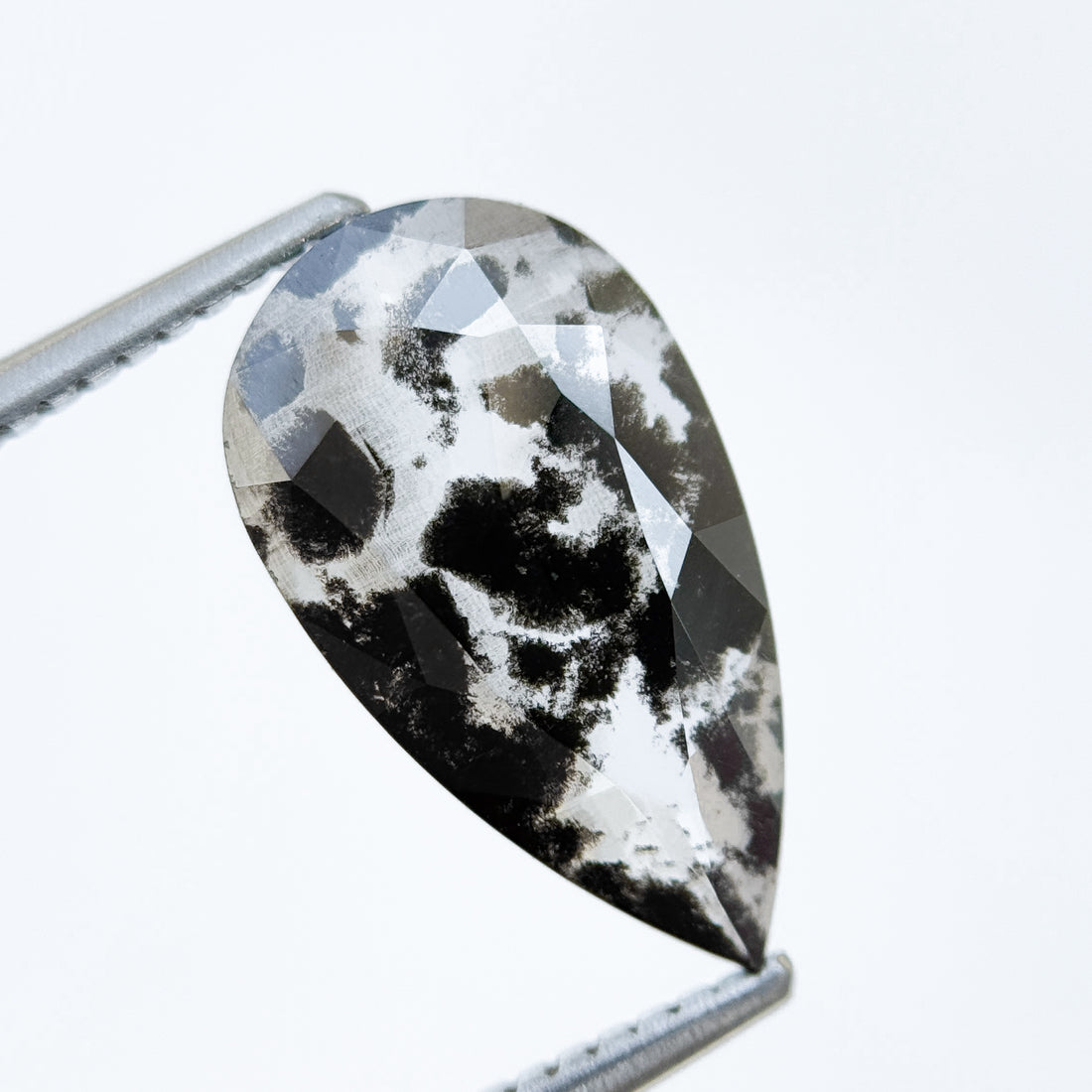 2.71 Ct Pear Rose Cut Grey Natural Salt and Pepper Diamond
