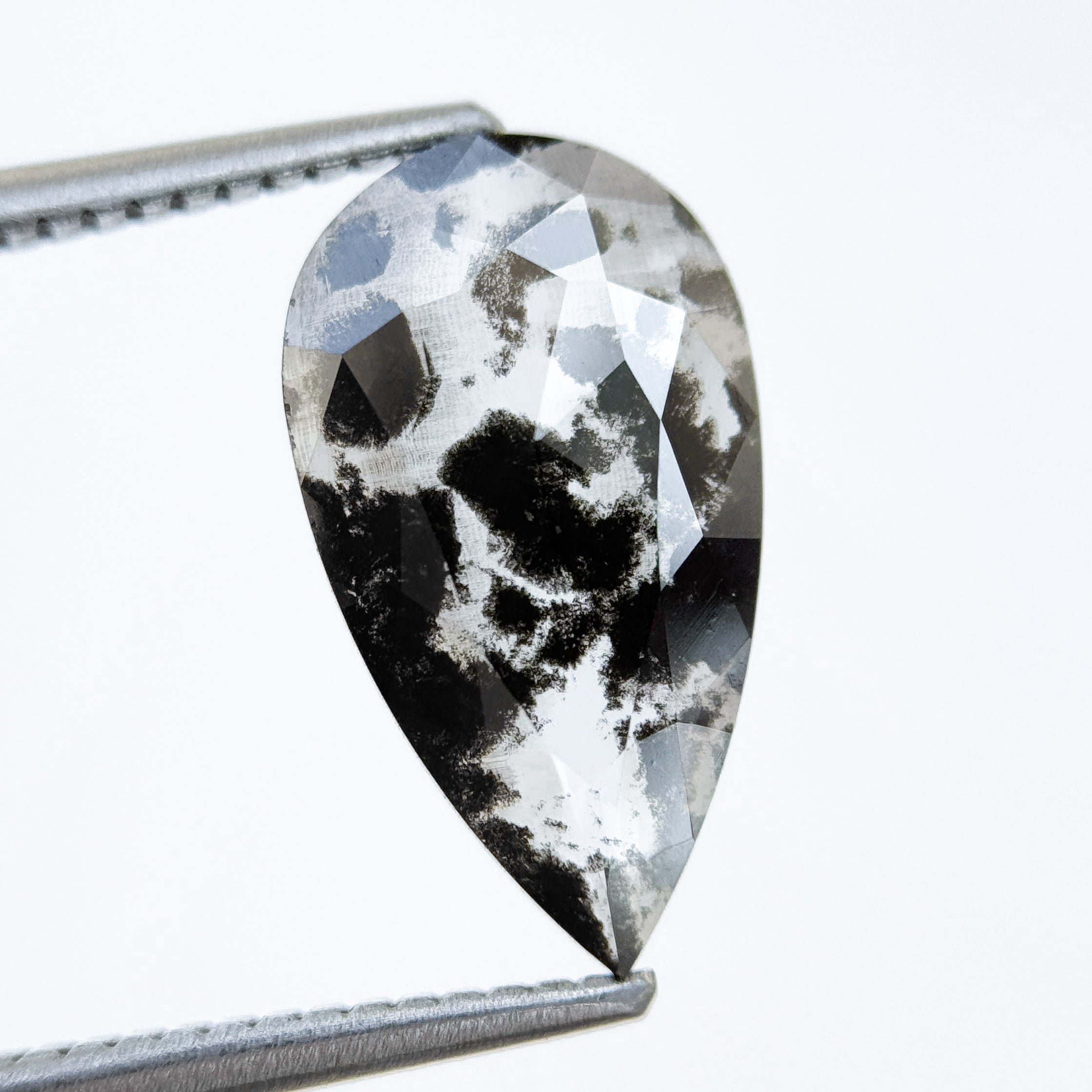 2.71 Ct Pear Rose Cut Grey Natural Salt and Pepper Diamond