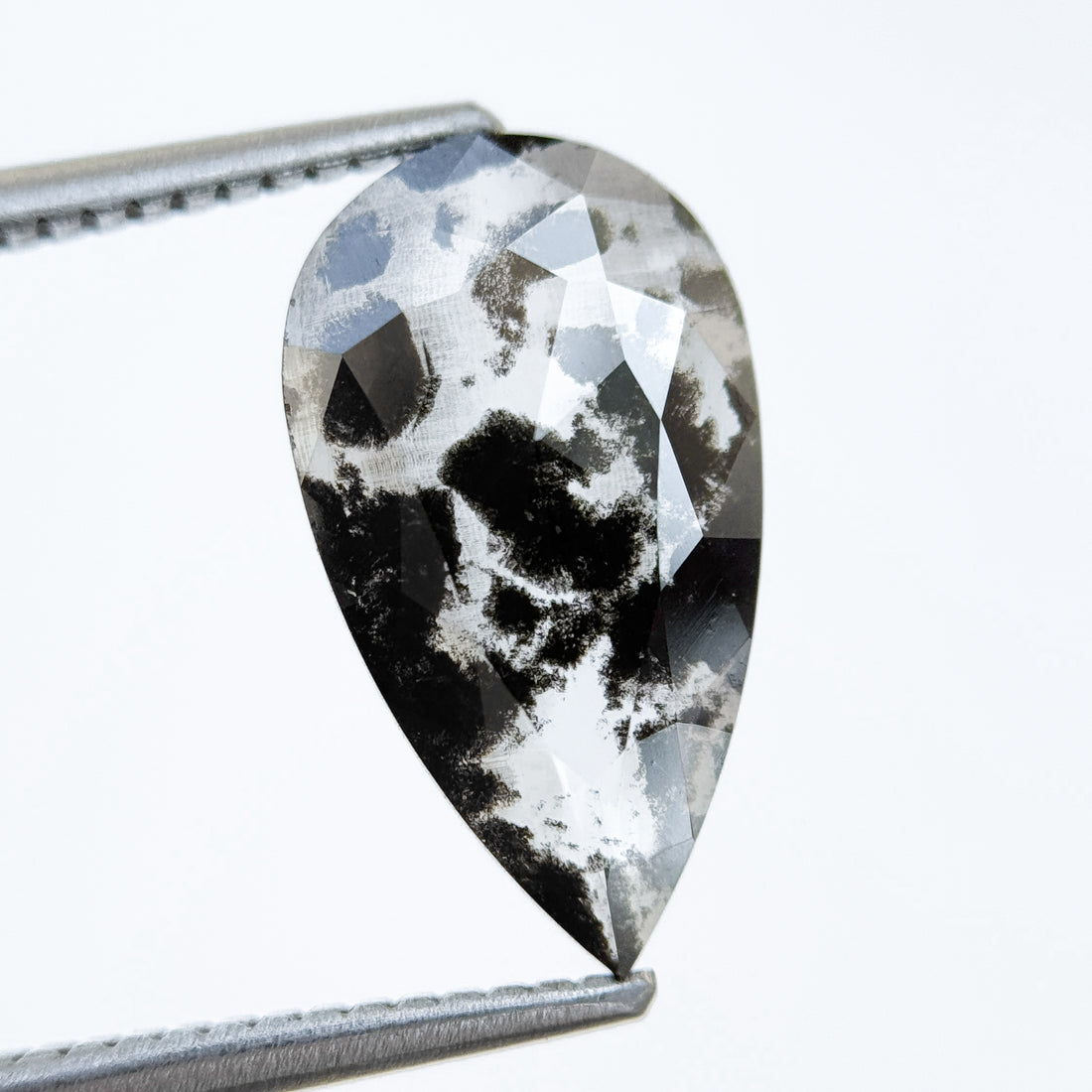 2.71 Ct Pear Rose Cut Grey Natural Salt and Pepper Diamond