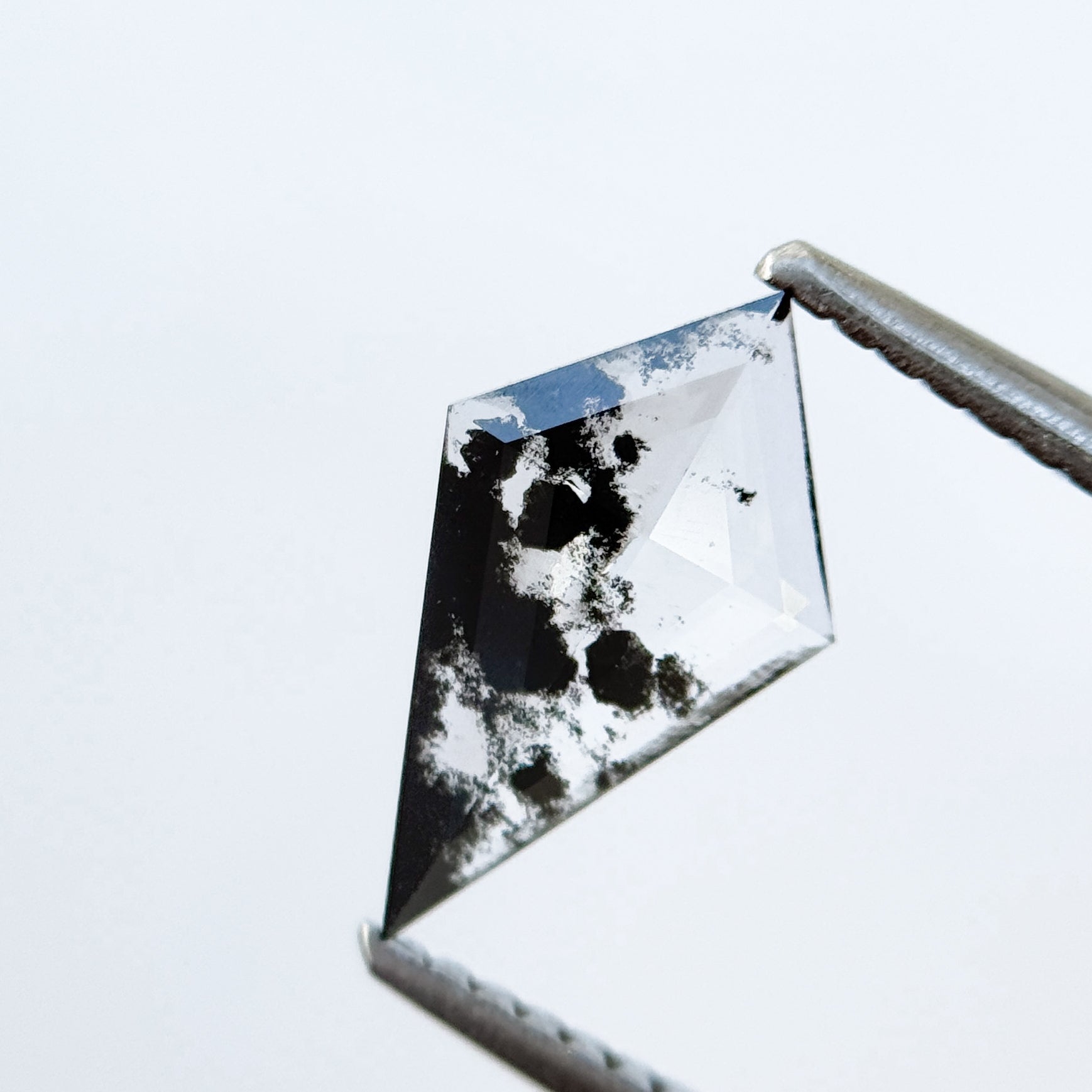 0.66 Ct Kite Rose Cut Grey Natural Salt and Pepper Diamond