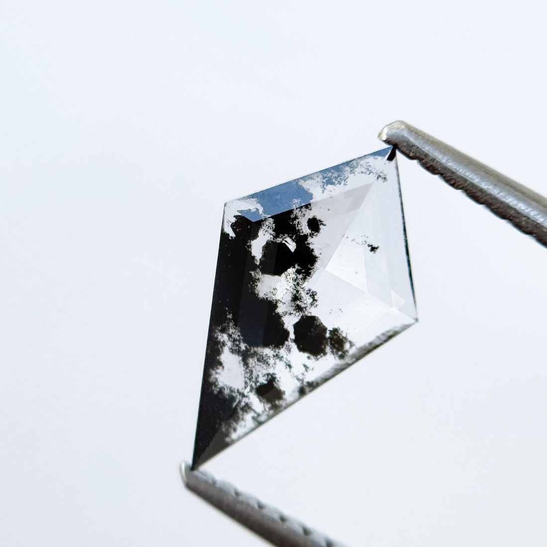 0.66 Ct Kite Rose Cut Grey Natural Salt and Pepper Diamond