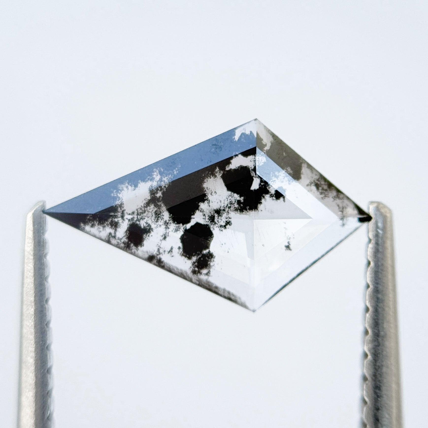0.66 Ct Kite Rose Cut Grey Natural Salt and Pepper Diamond