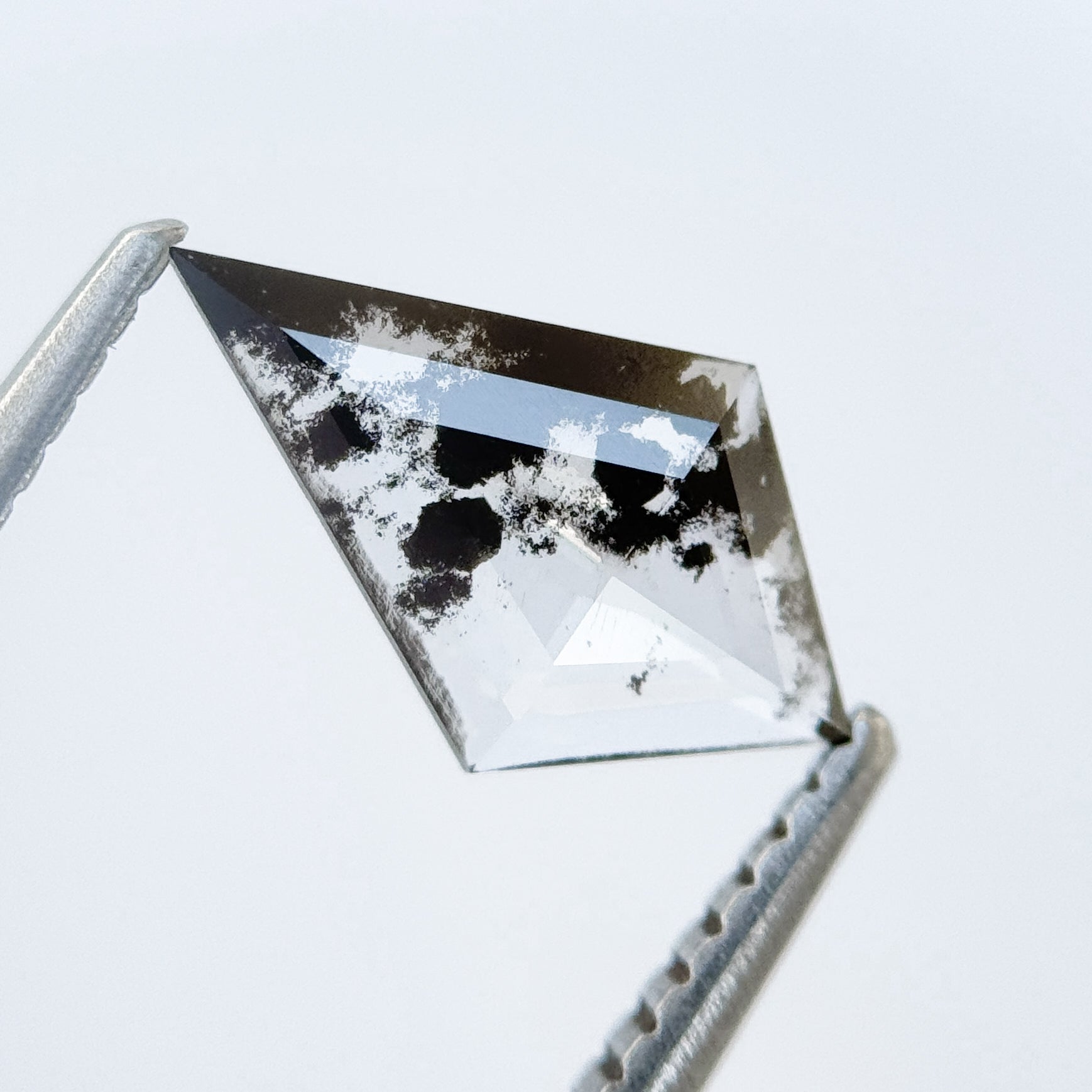 0.66 Ct Kite Rose Cut Grey Natural Salt and Pepper Diamond