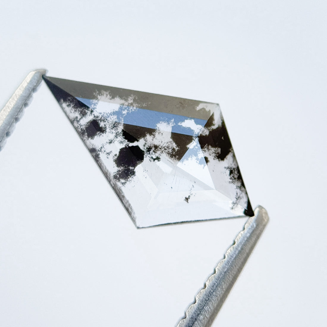 0.66 Ct Kite Rose Cut Grey Natural Salt and Pepper Diamond
