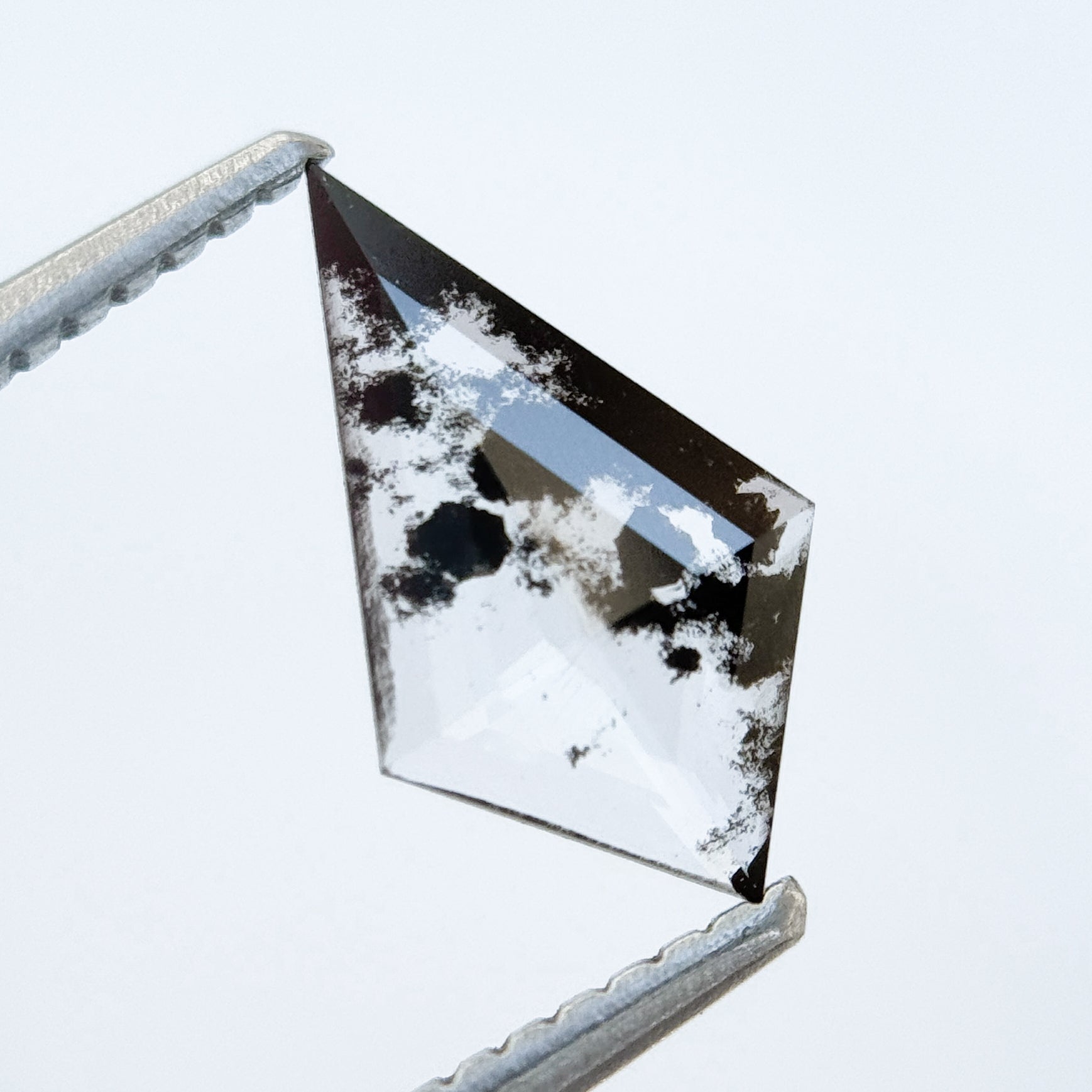 0.66 Ct Kite Rose Cut Grey Natural Salt and Pepper Diamond