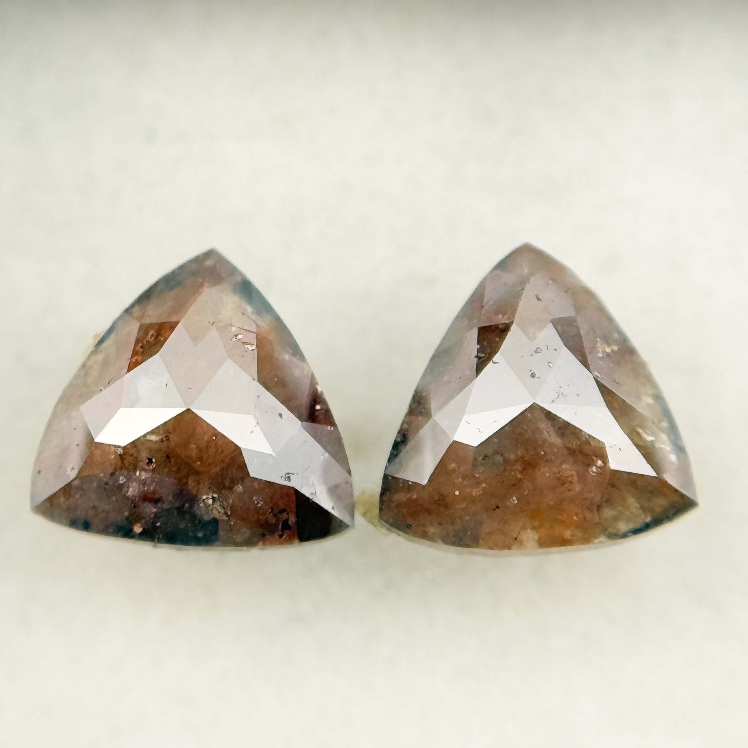 1.43 Ct Triangle Rose Cut Red Natural Galaxy Diamond Pair