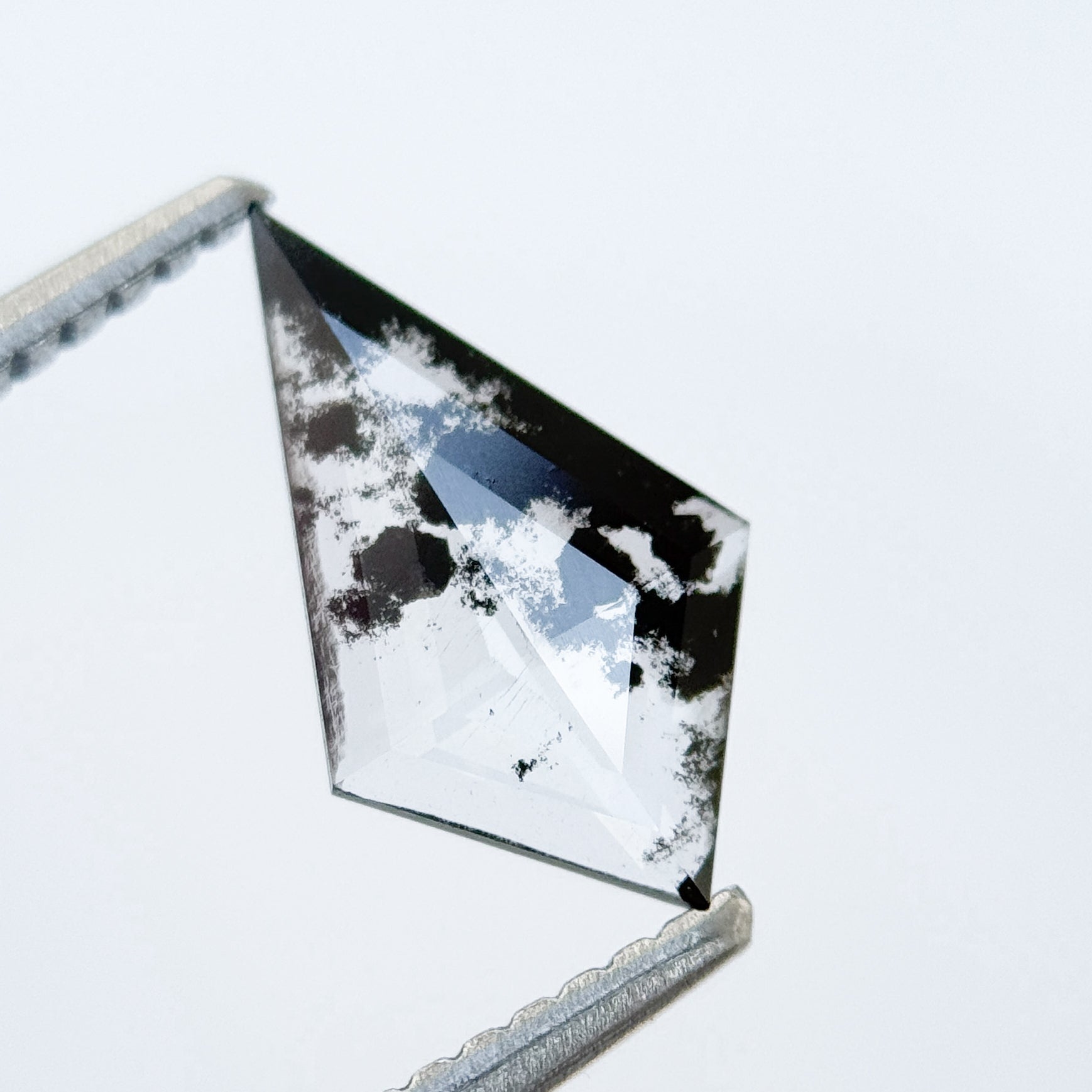 0.66 Ct Kite Rose Cut Grey Natural Salt and Pepper Diamond