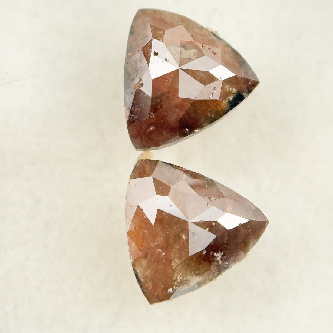 1.43 Ct Triangle Rose Cut Red Natural Galaxy Diamond Pair