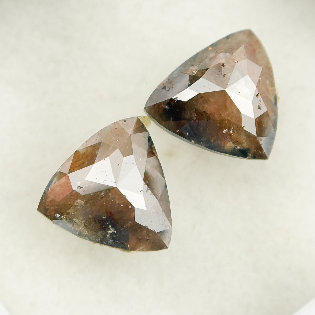 1.43 Ct Triangle Rose Cut Red Natural Galaxy Diamond Pair