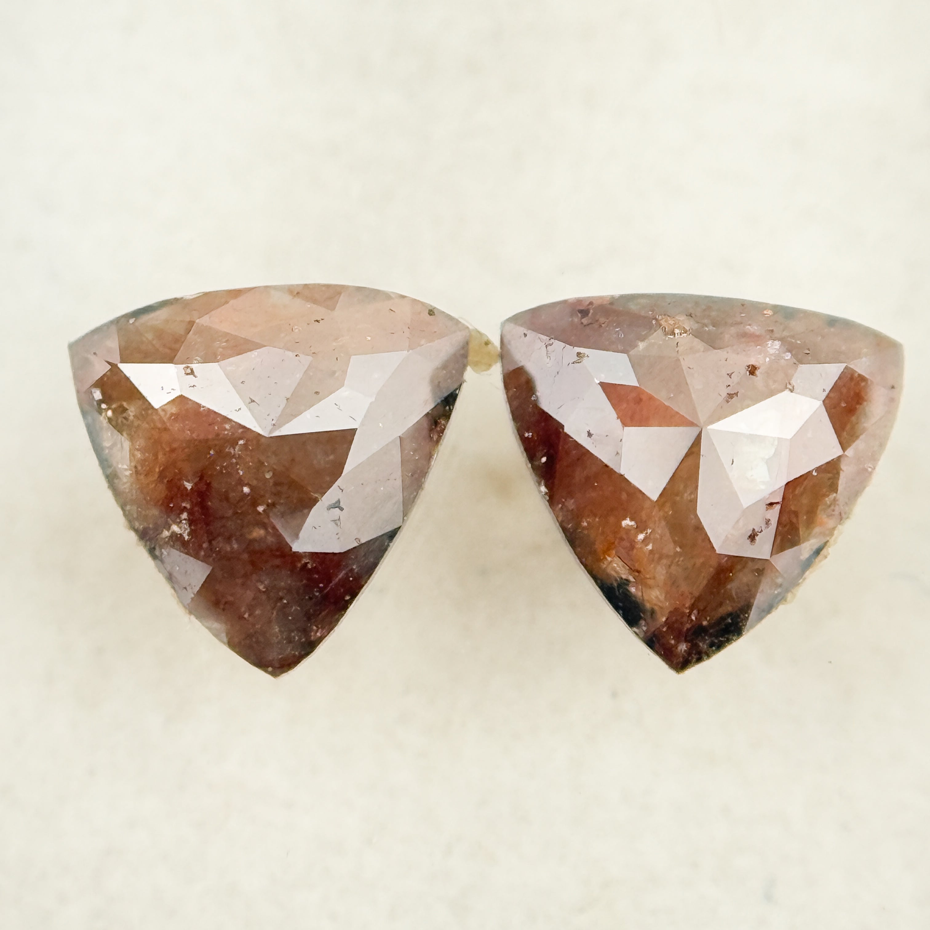 1.43 Ct Triangle Rose Cut Red Natural Galaxy Diamond Pair