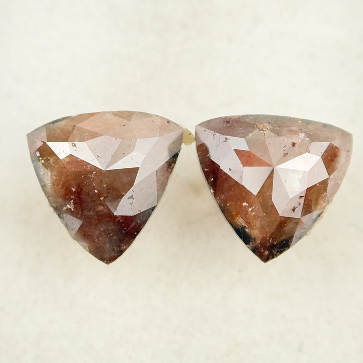 1.43 Ct Triangle Rose Cut Red Natural Galaxy Diamond Pair