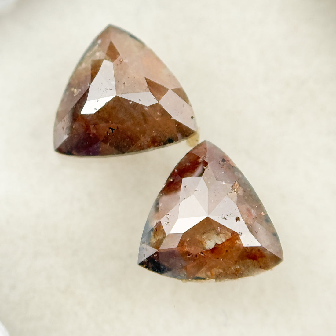 1.43 Ct Triangle Rose Cut Red Natural Galaxy Diamond Pair