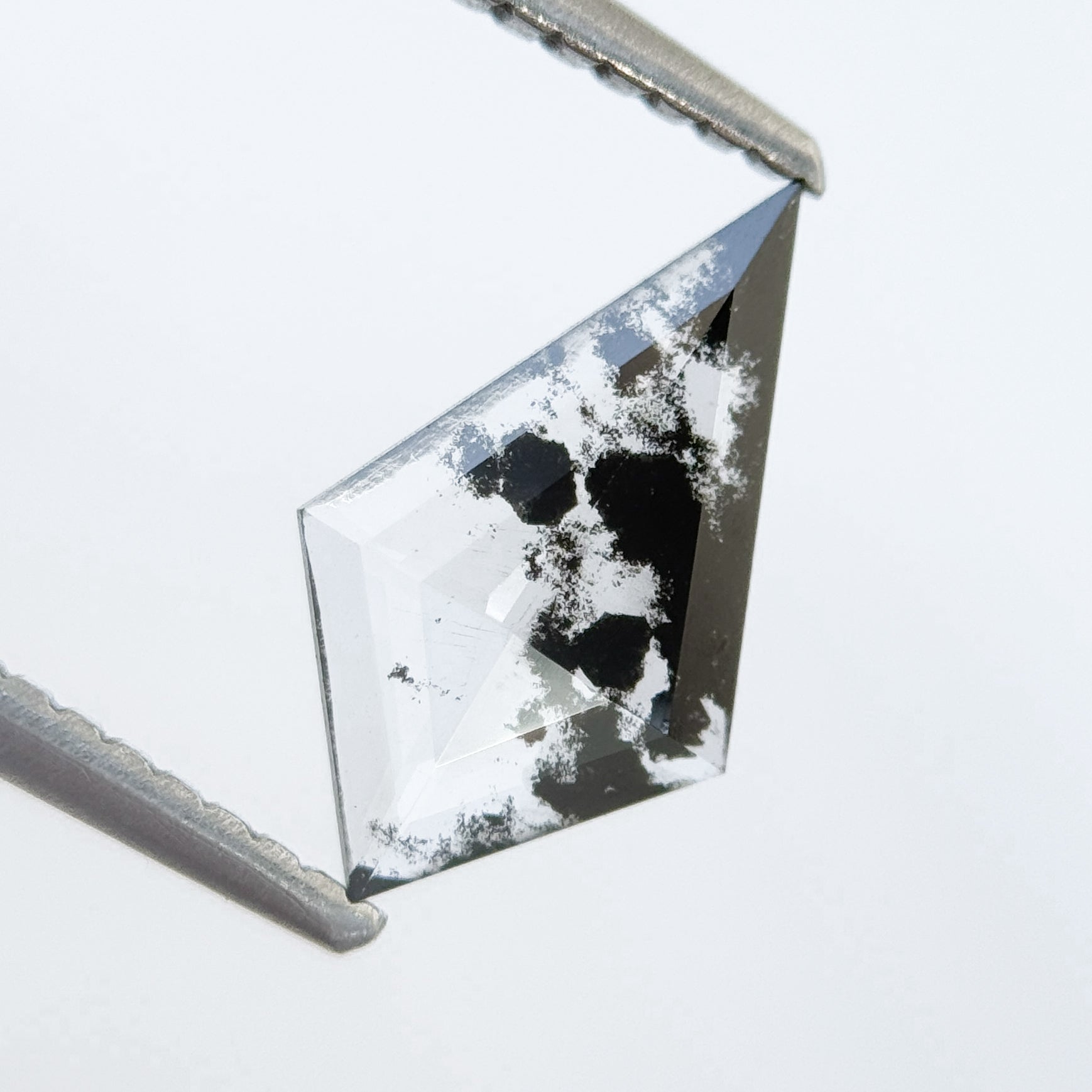 0.66 Ct Kite Rose Cut Grey Natural Salt and Pepper Diamond