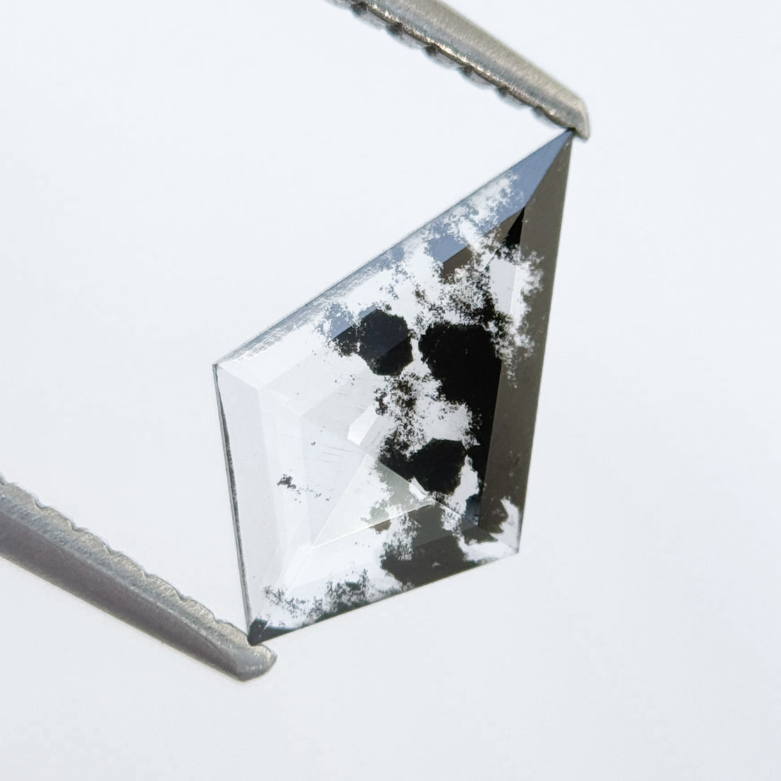 0.66 Ct Kite Rose Cut Grey Natural Salt and Pepper Diamond