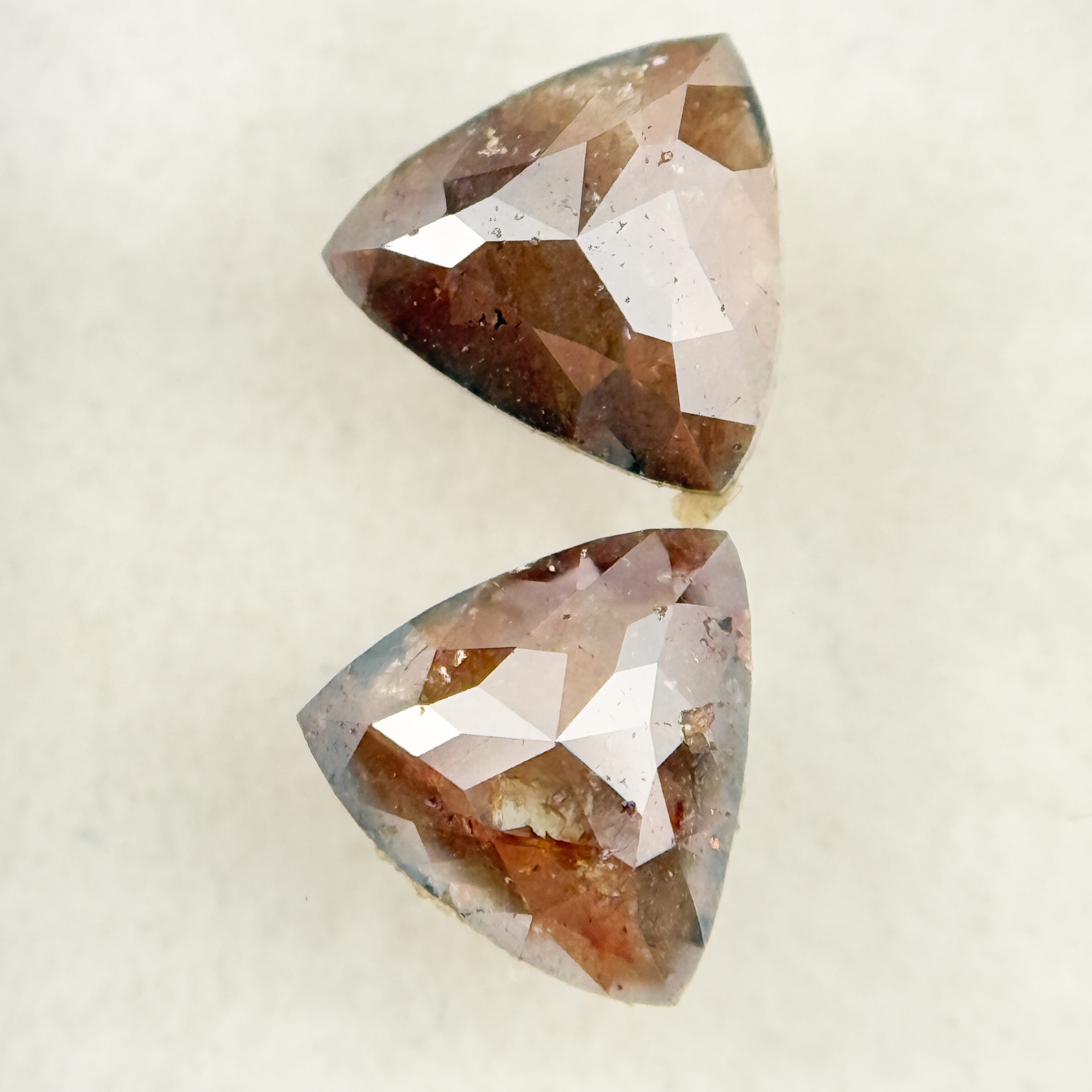 1.43 Ct Triangle Rose Cut Red Natural Galaxy Diamond Pair