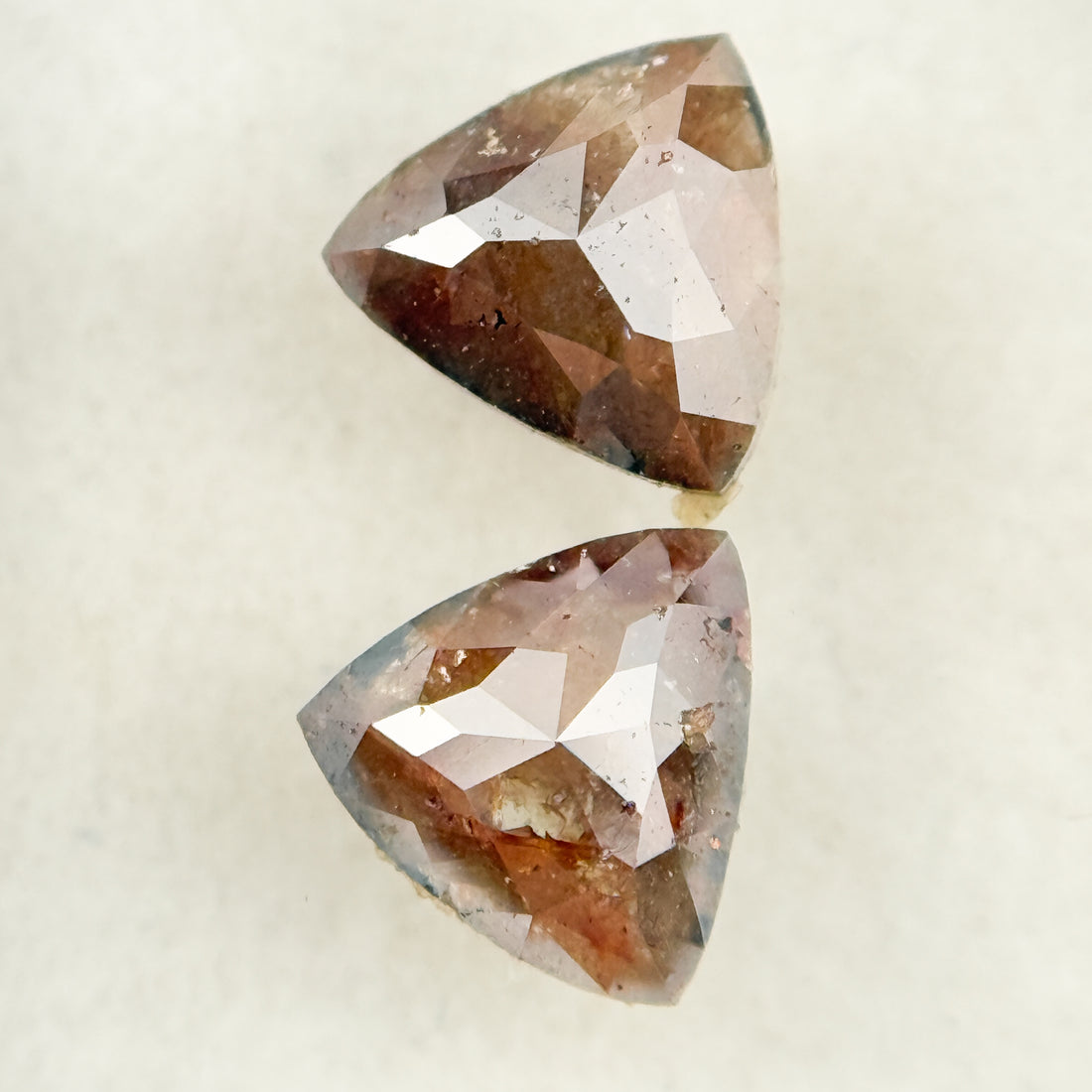 1.43 Ct Triangle Rose Cut Red Natural Galaxy Diamond Pair