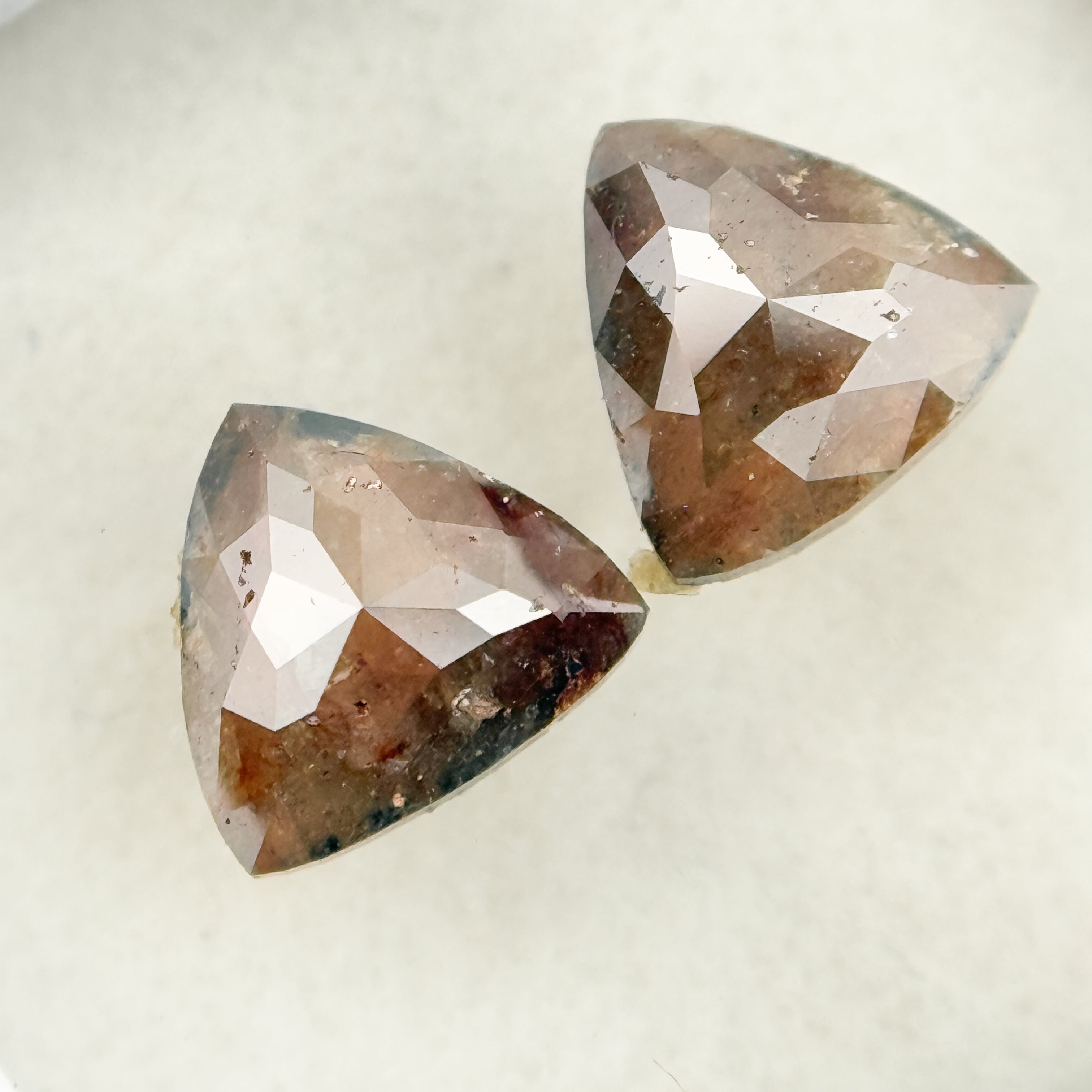 1.43 Ct Triangle Rose Cut Red Natural Galaxy Diamond Pair