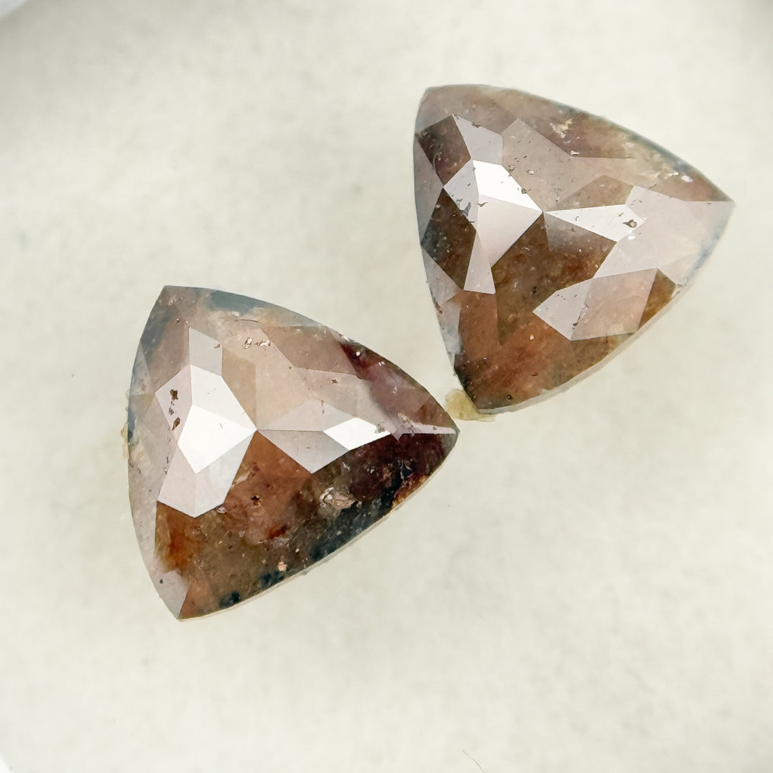 1.43 Ct Triangle Rose Cut Red Natural Galaxy Diamond Pair
