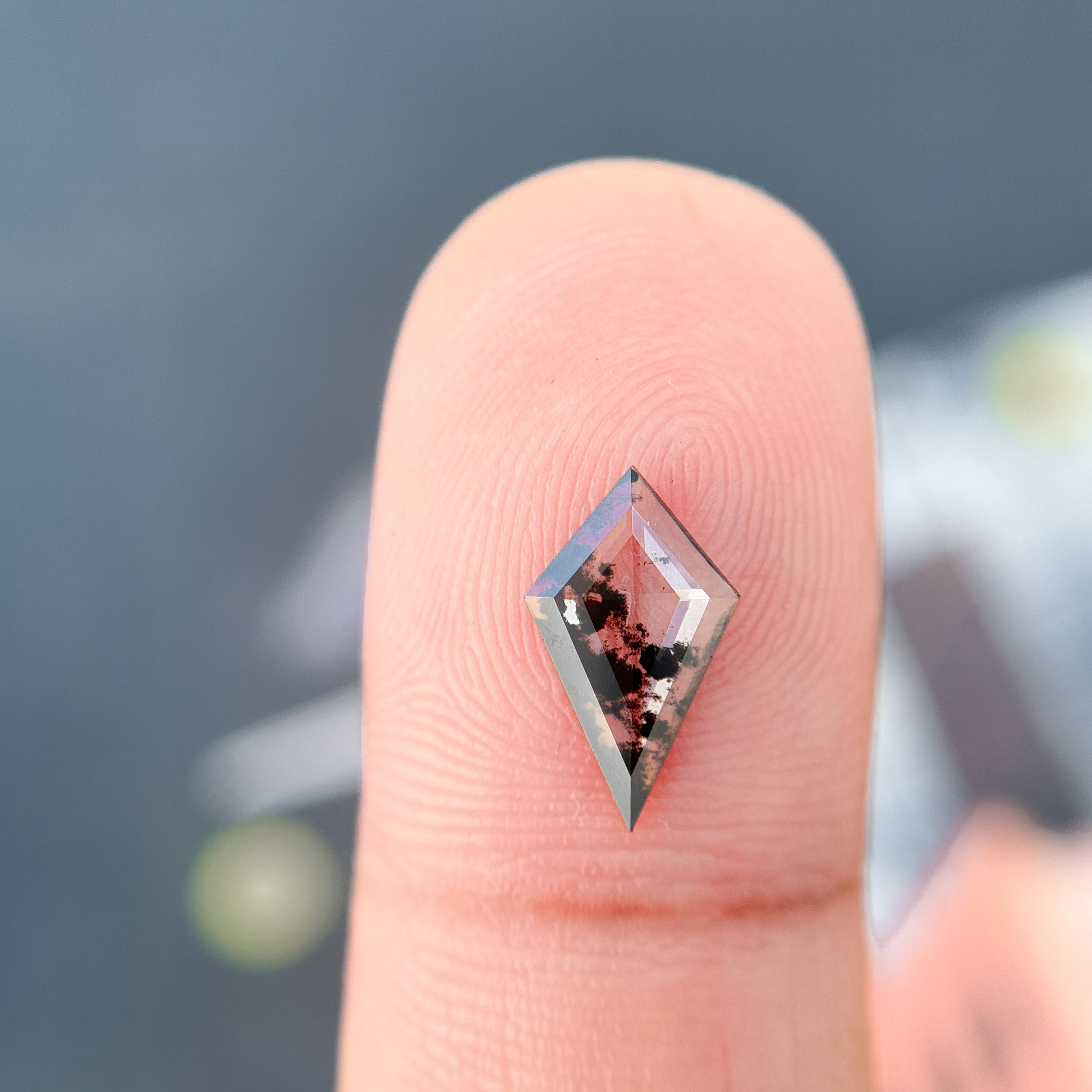 0.66 Ct Kite Rose Cut Grey Natural Salt and Pepper Diamond