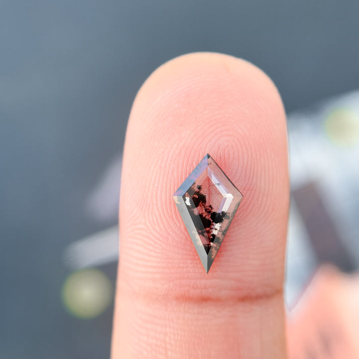 0.66 Ct Kite Rose Cut Grey Natural Salt and Pepper Diamond