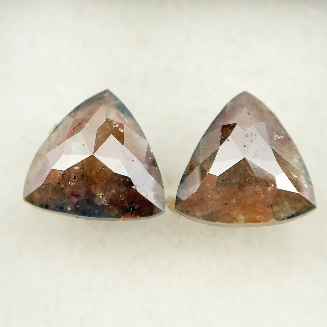 1.43 Ct Triangle Rose Cut Red Natural Galaxy Diamond Pair