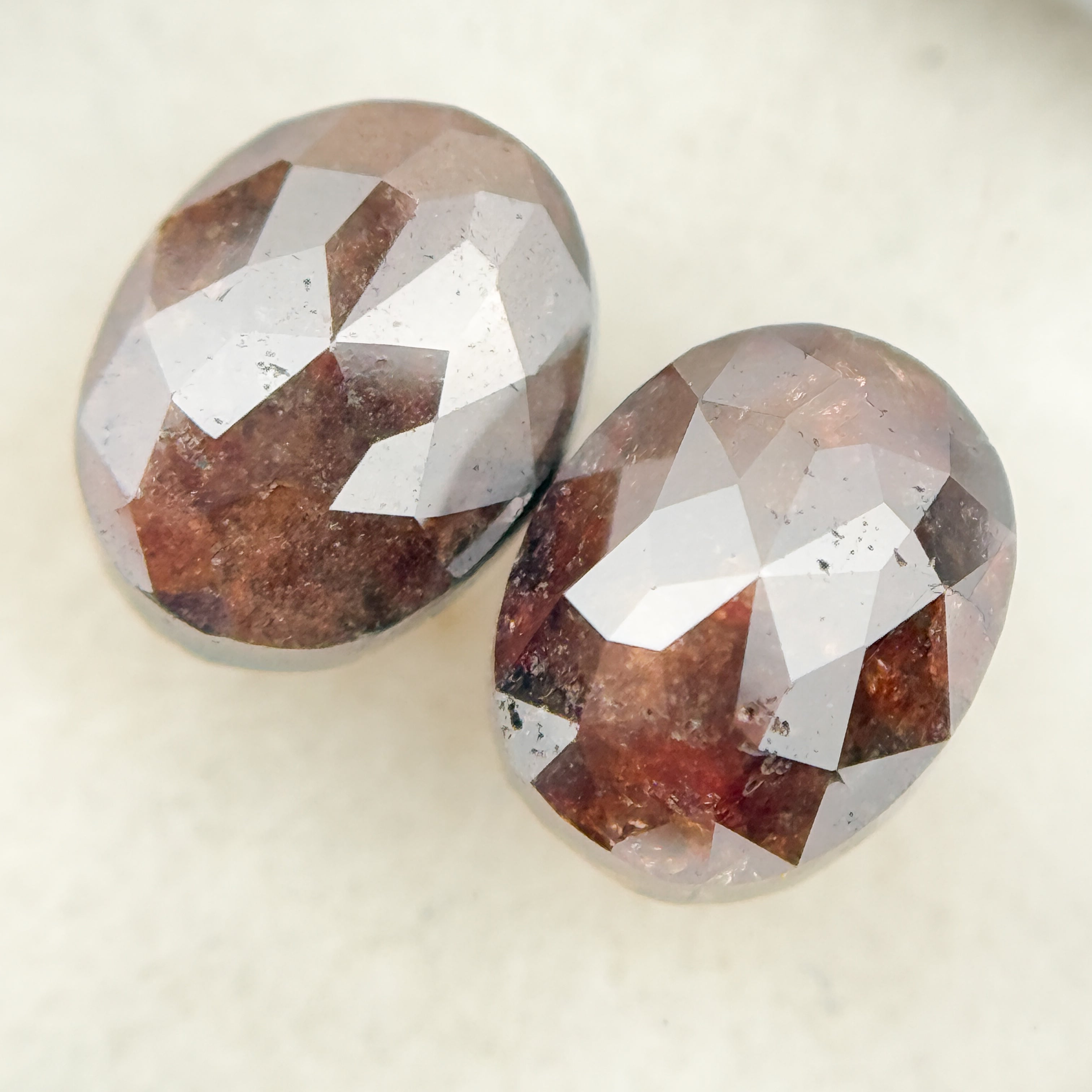 3.30 Ct Oval Rose Cut Red Natural finest Diamond Pair