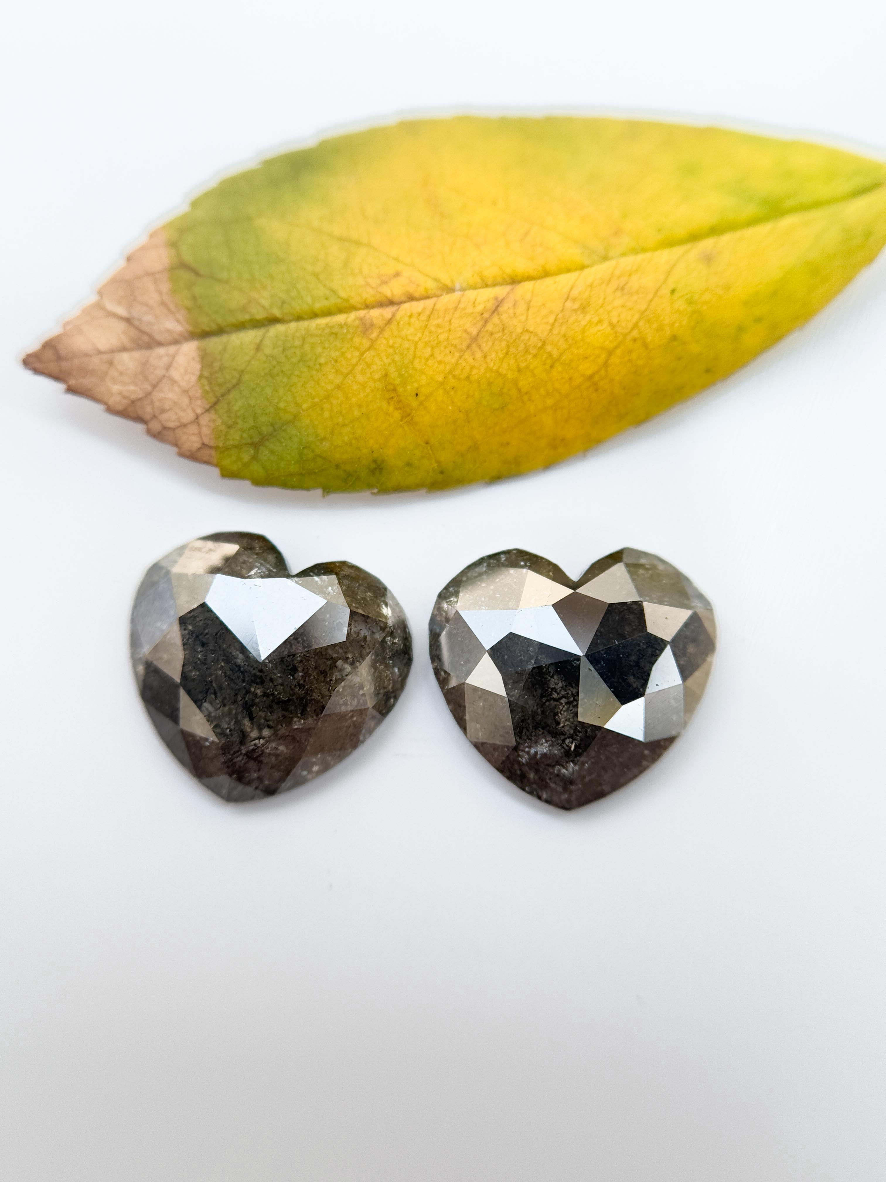 3.20 Ct Heart Rose Cut Grey Natural Salt and Pepper Diamond