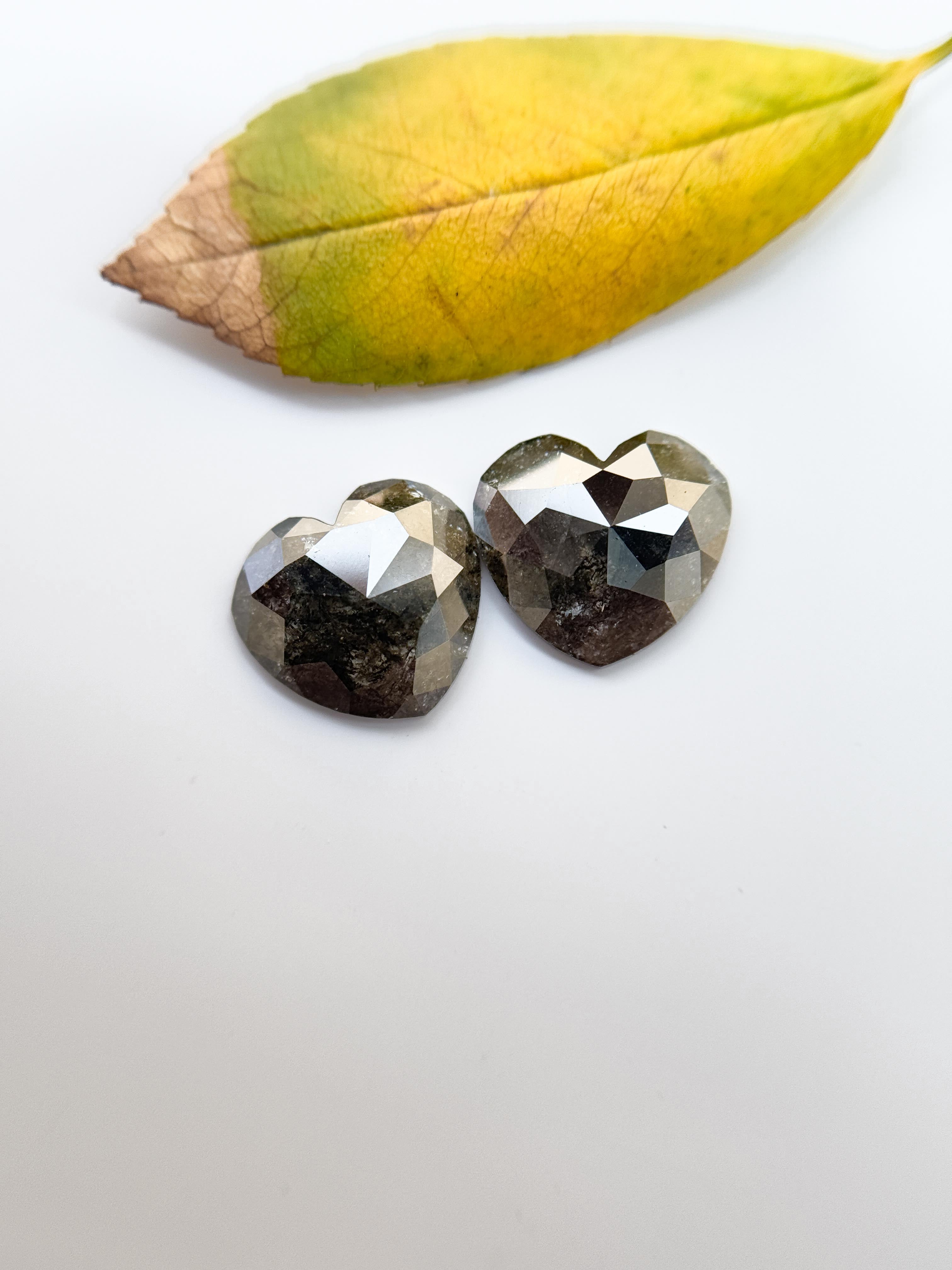 3.20 Ct Heart Rose Cut Grey Natural Salt and Pepper Diamond