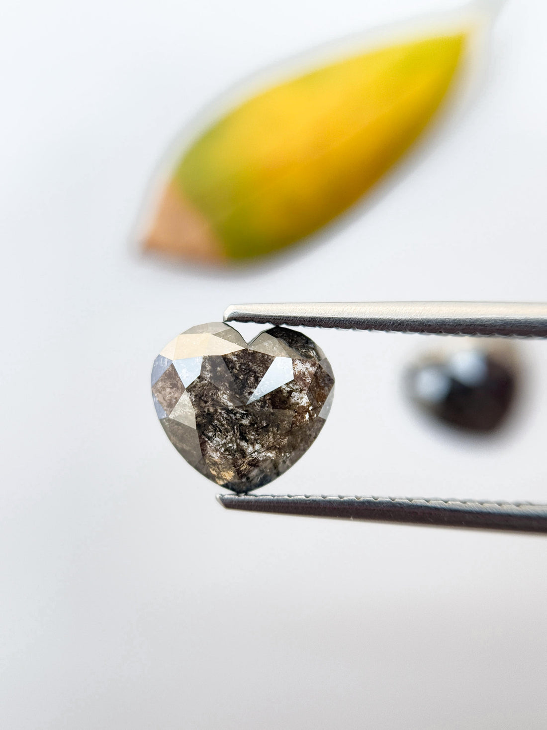 3.20 Ct Heart Rose Cut Grey Natural Salt and Pepper Diamond