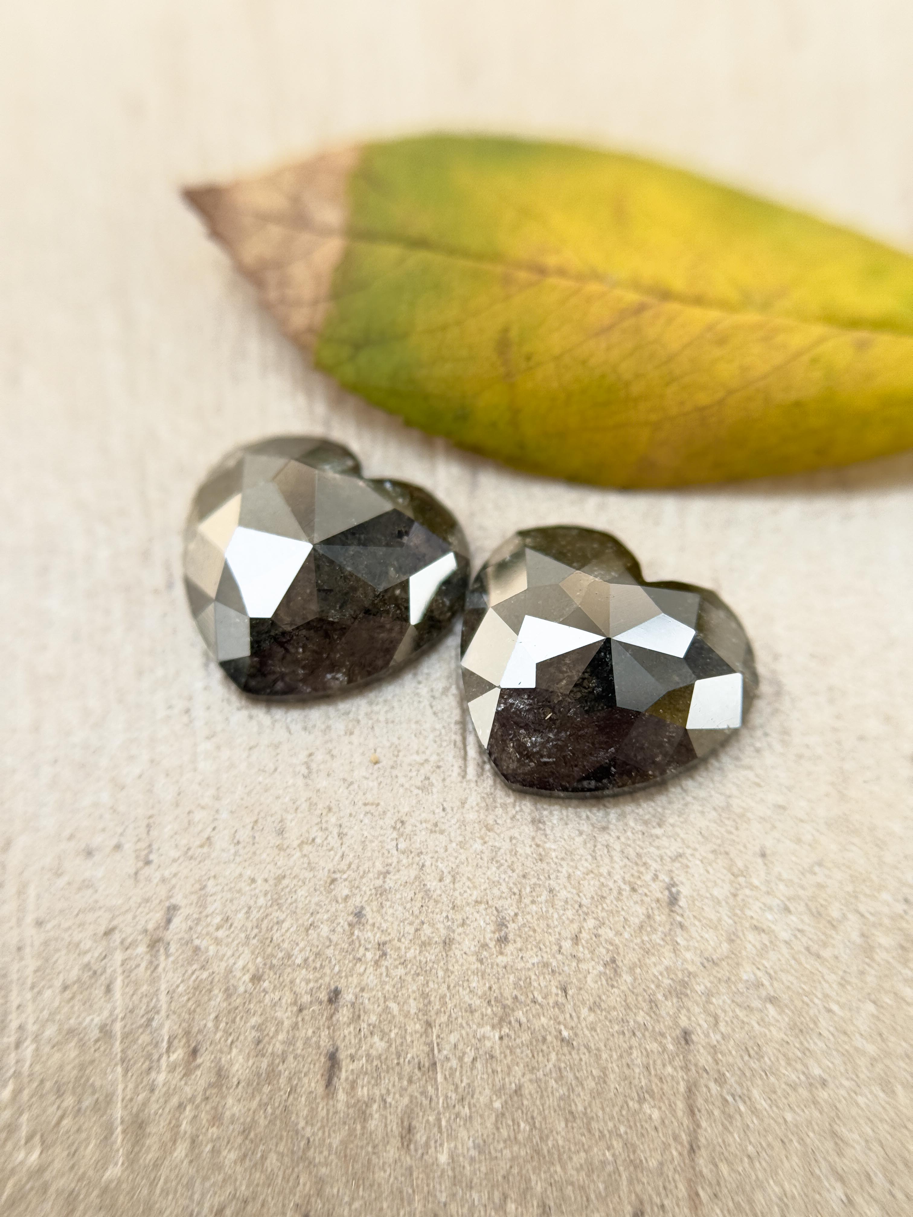 3.20 Ct Heart Rose Cut Grey Natural Salt and Pepper Diamond