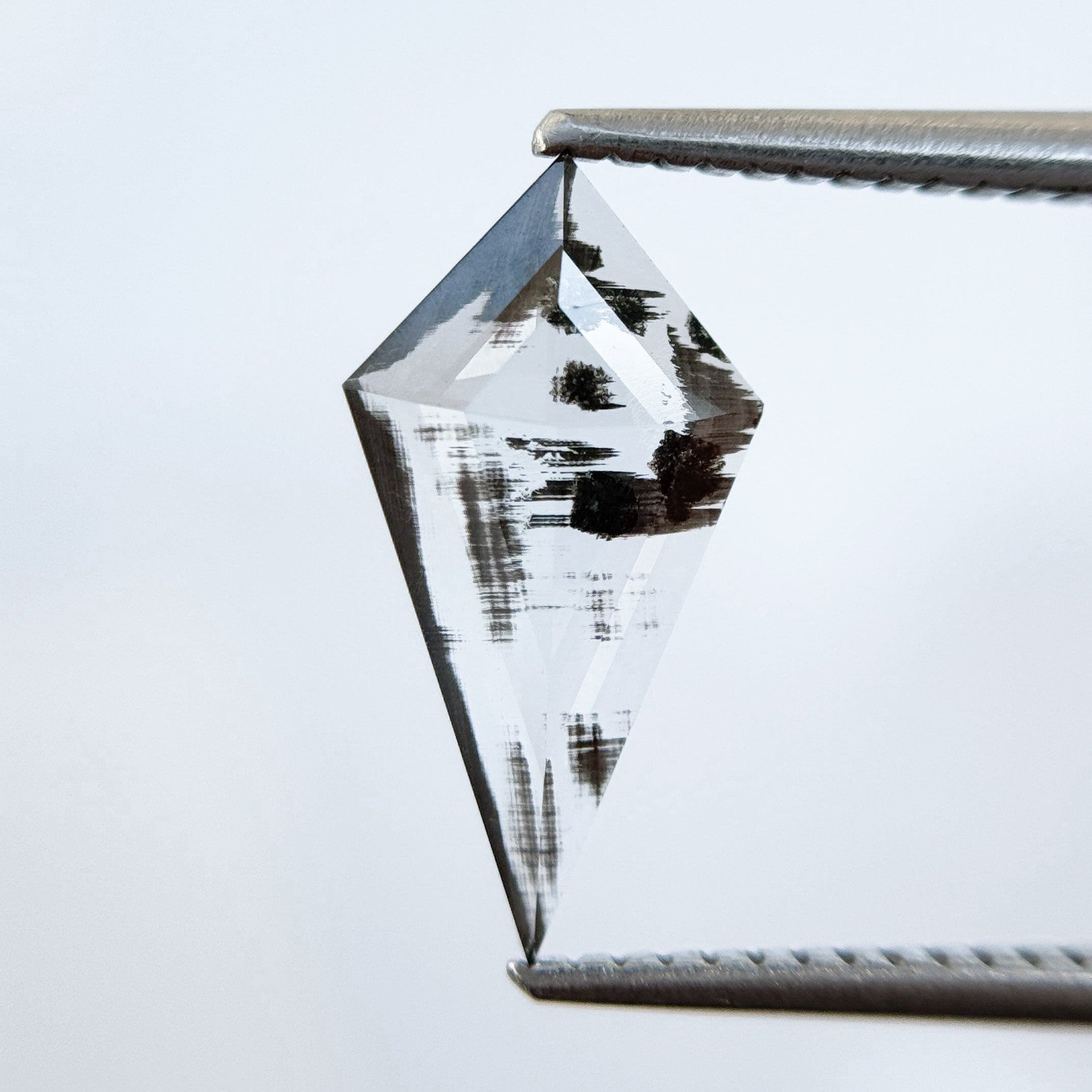 0.92 Ct Kite Rose Cut Grey Natural Salt and Pepper Diamond