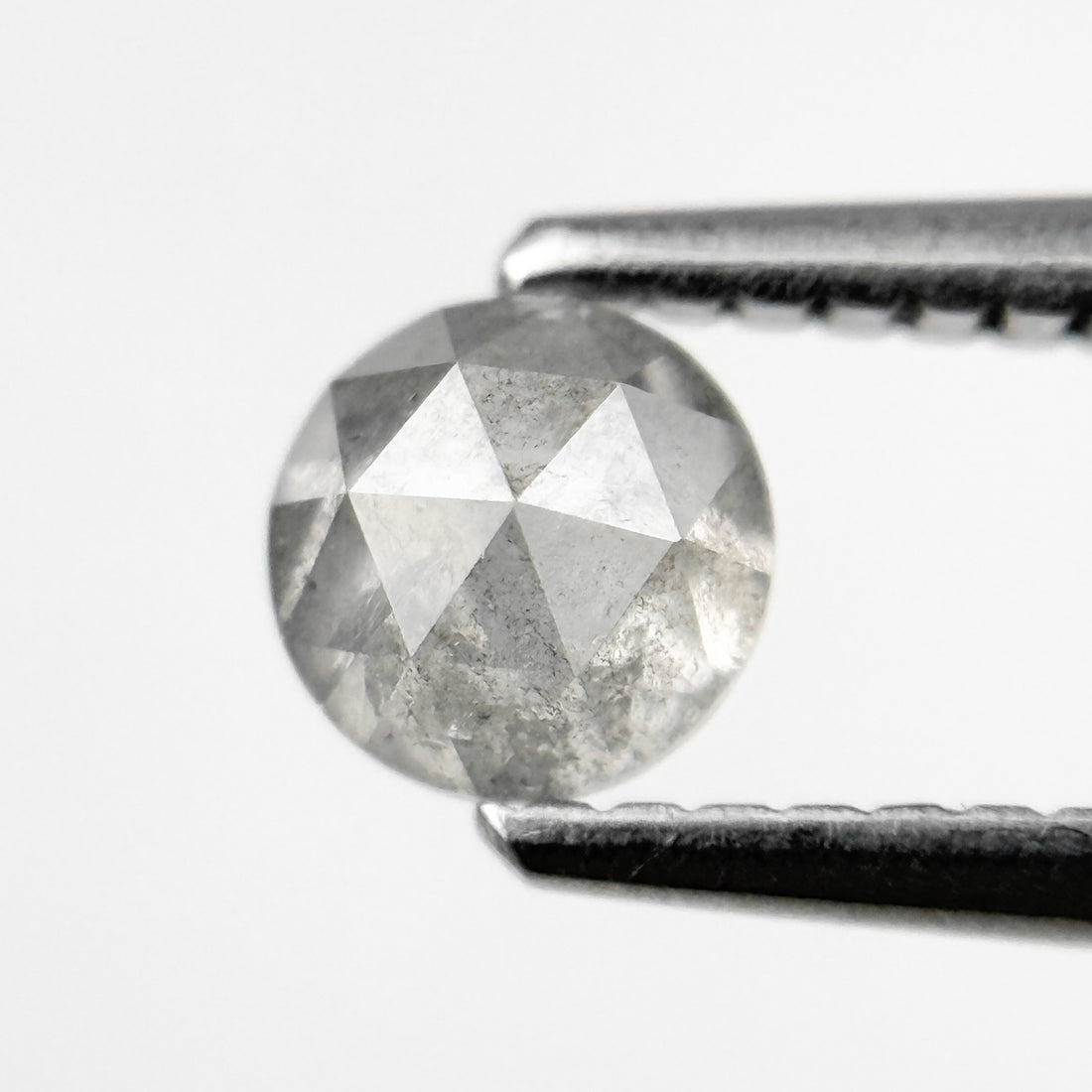0.51 Ct Round Rose Cut Grey Natural Salt and Pepper Diamond