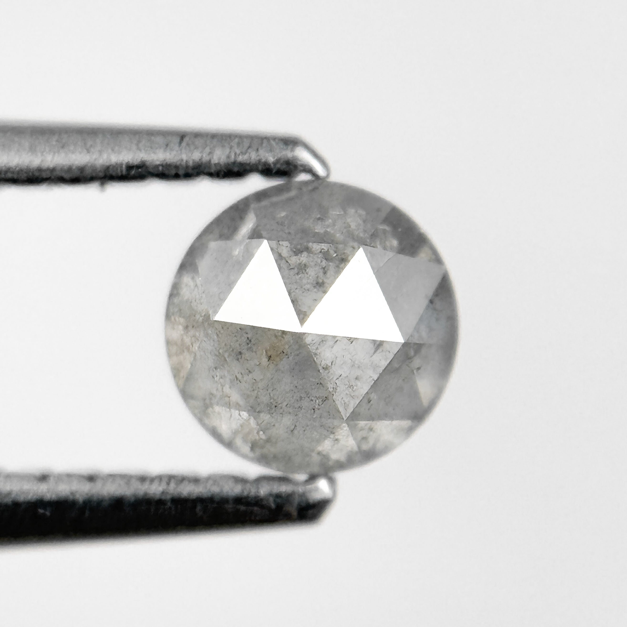 0.51 Ct Round Rose Cut Grey Natural Salt and Pepper Diamond