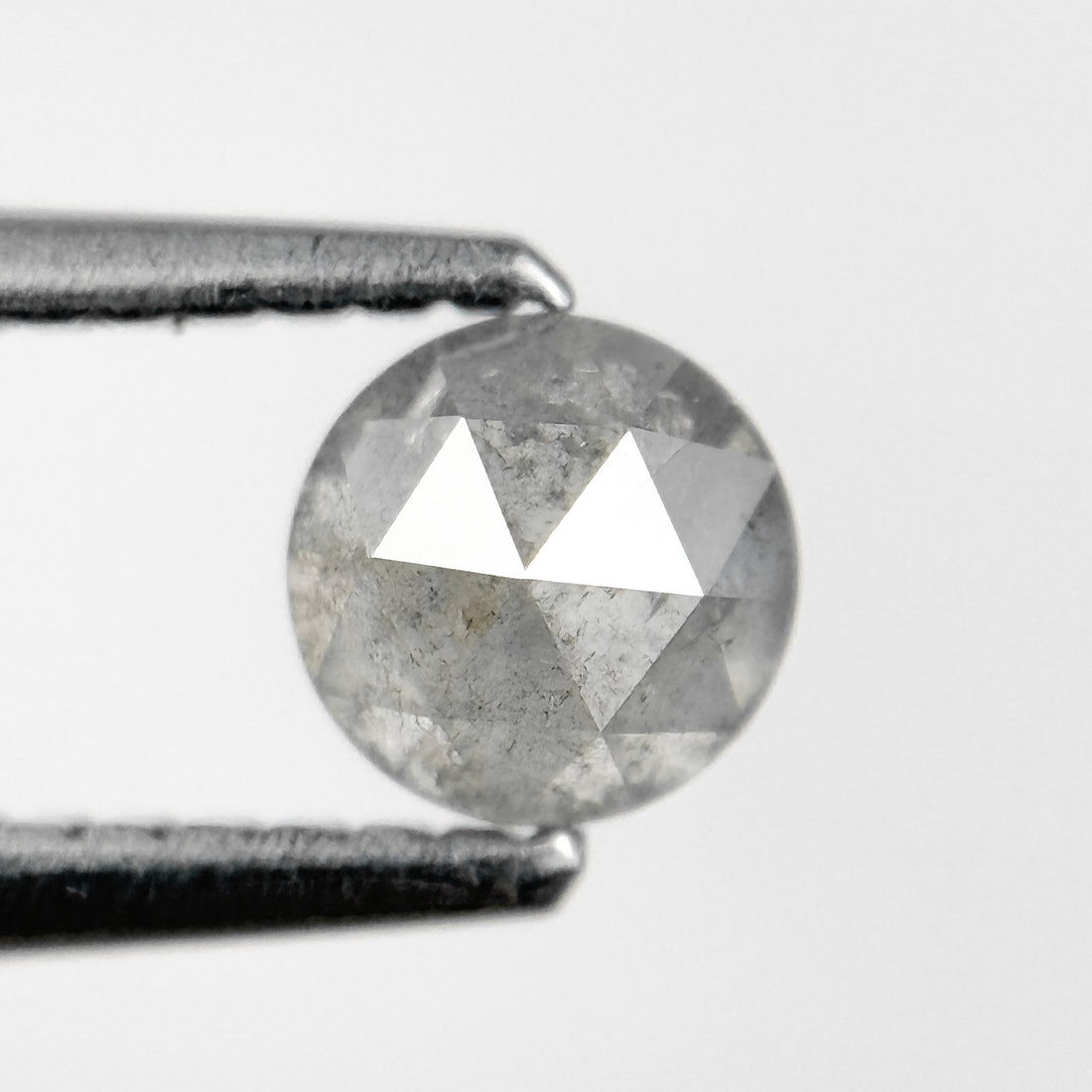 0.51 Ct Round Rose Cut Grey Natural Salt and Pepper Diamond
