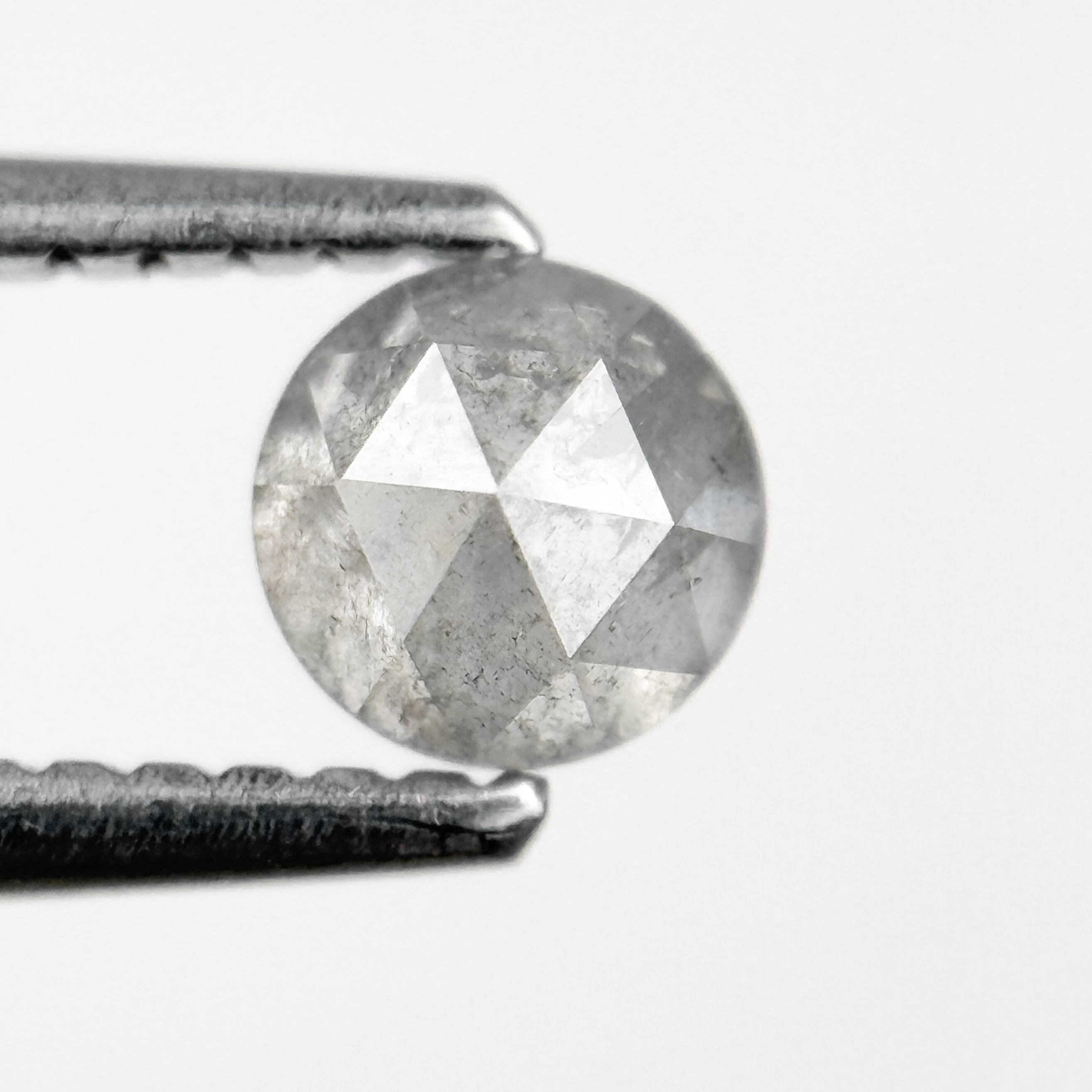 0.51 Ct Round Rose Cut Grey Natural Salt and Pepper Diamond
