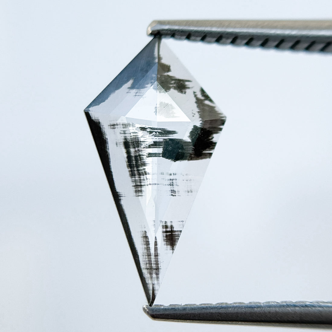 0.92 Ct Kite Rose Cut Grey Natural Salt and Pepper Diamond