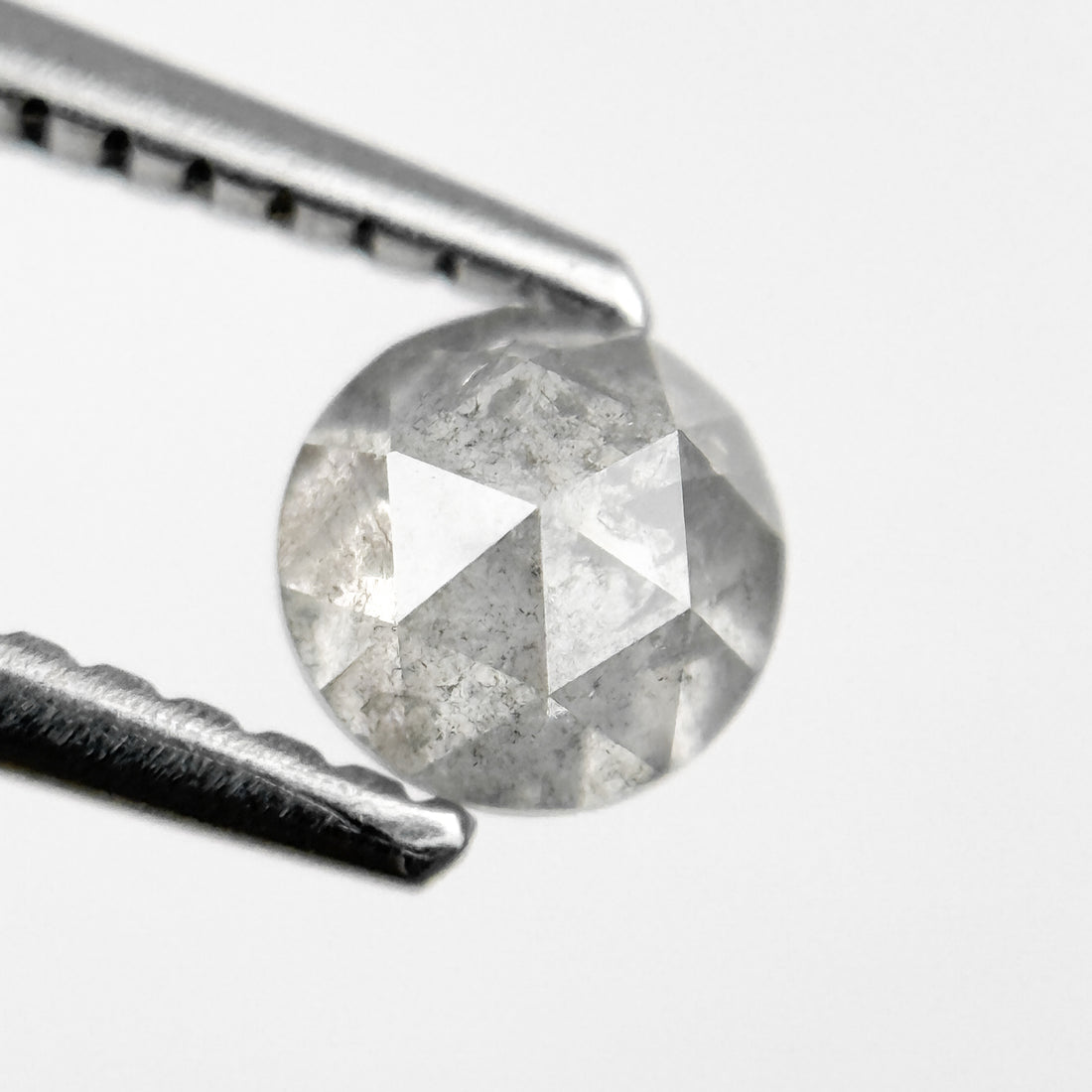 0.51 Ct Round Rose Cut Grey Natural Salt and Pepper Diamond