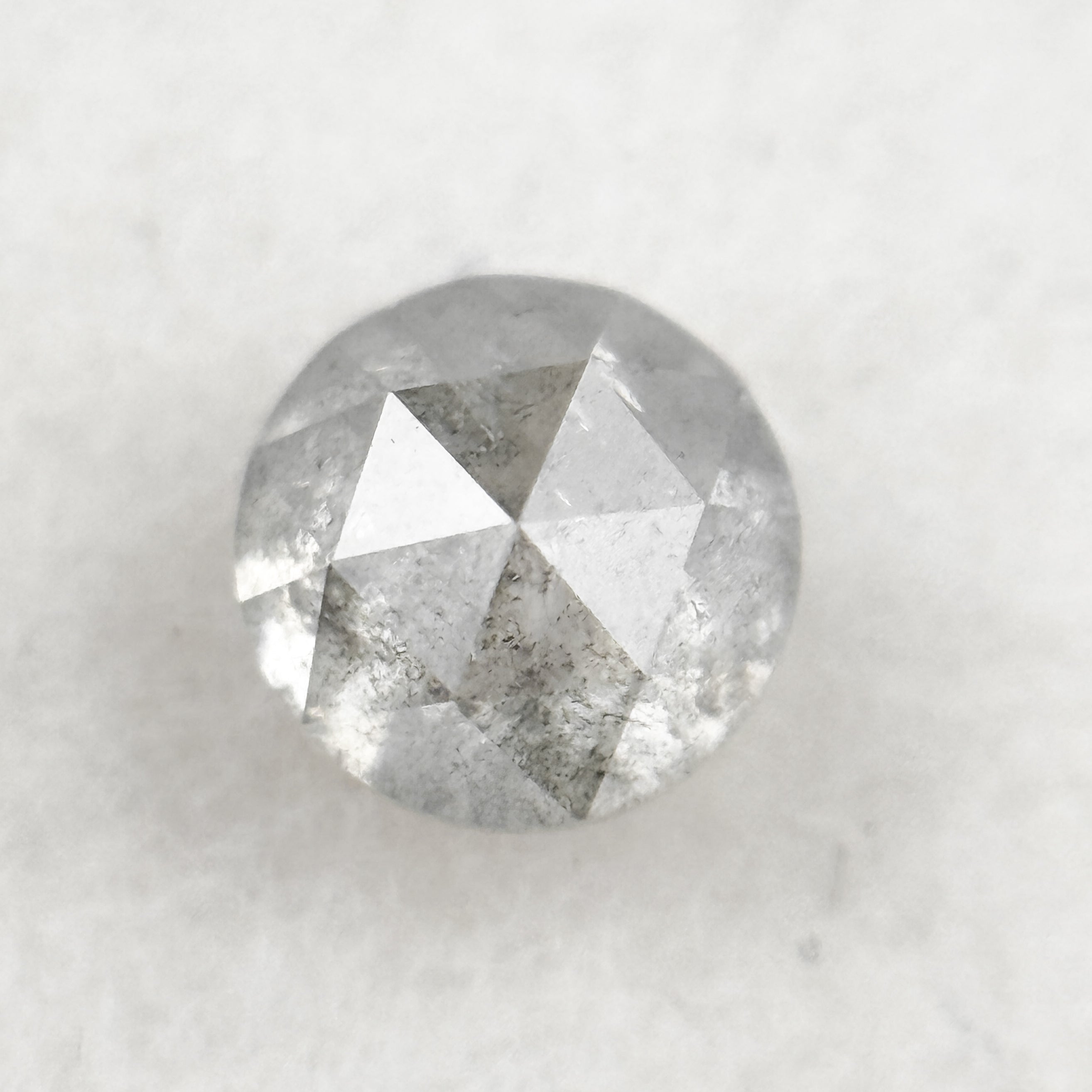 0.51 Ct Round Rose Cut Grey Natural Salt and Pepper Diamond