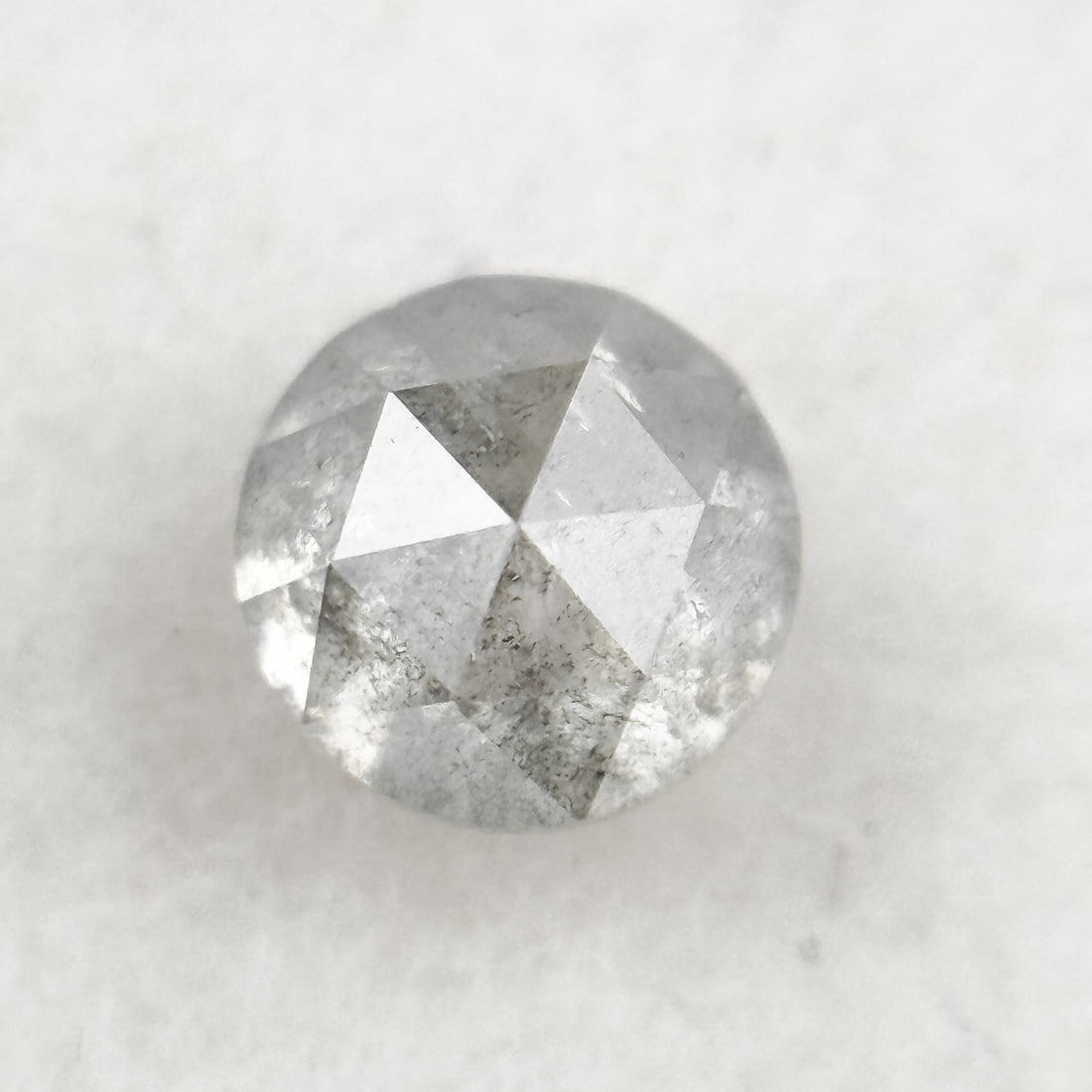 0.51 Ct Round Rose Cut Grey Natural Salt and Pepper Diamond