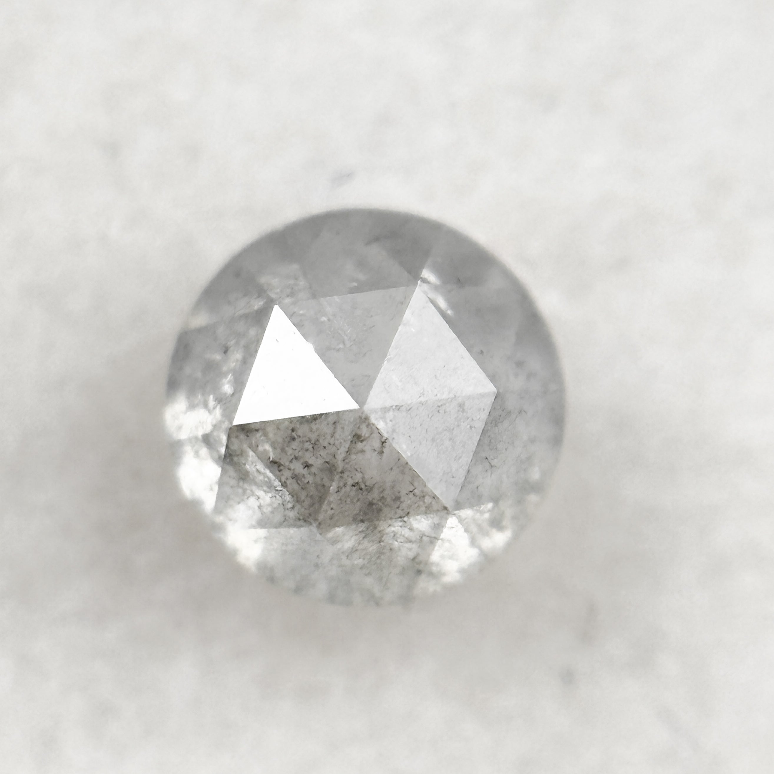 0.51 Ct Round Rose Cut Grey Natural Salt and Pepper Diamond