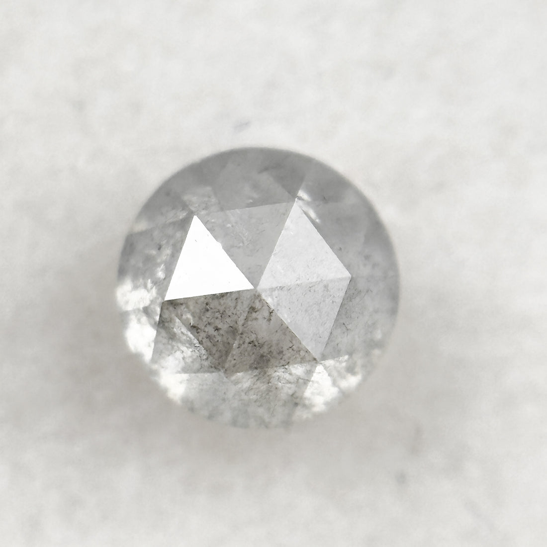 0.51 Ct Round Rose Cut Grey Natural Salt and Pepper Diamond