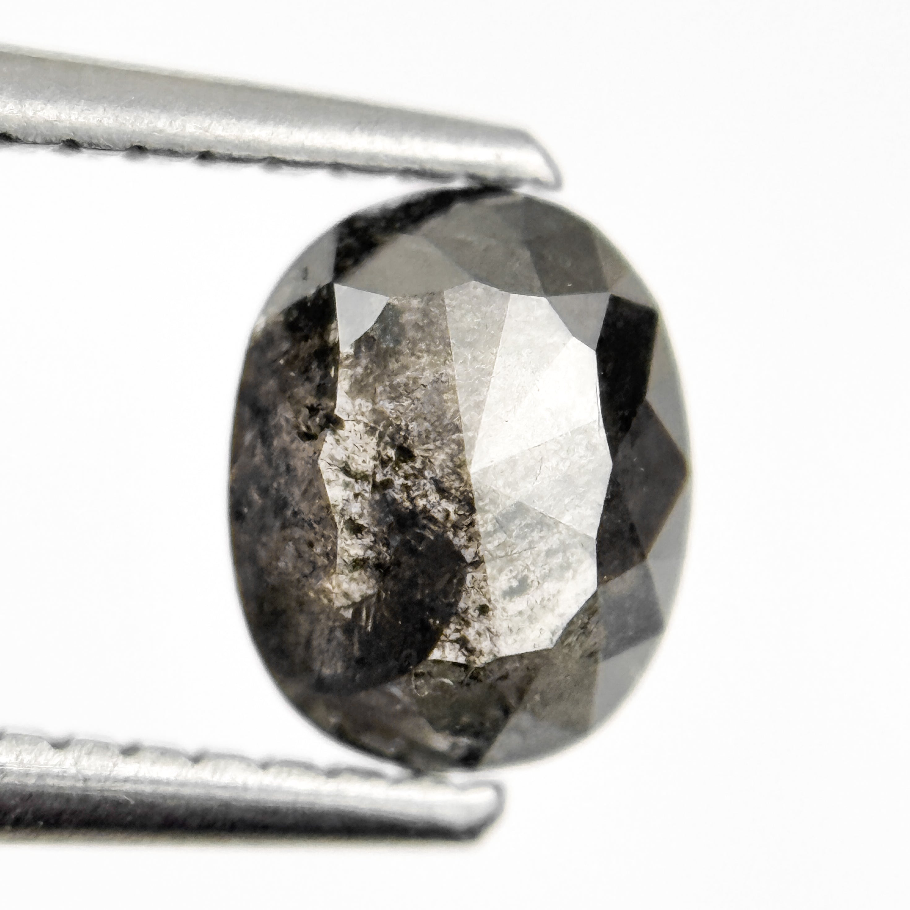 1.02 Ct Oval Rose Cut Grey Natural Salt and Pepper Diamond