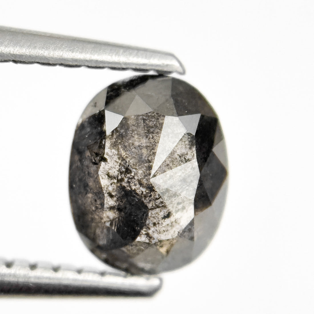 1.02 Ct Oval Rose Cut Grey Natural Salt and Pepper Diamond