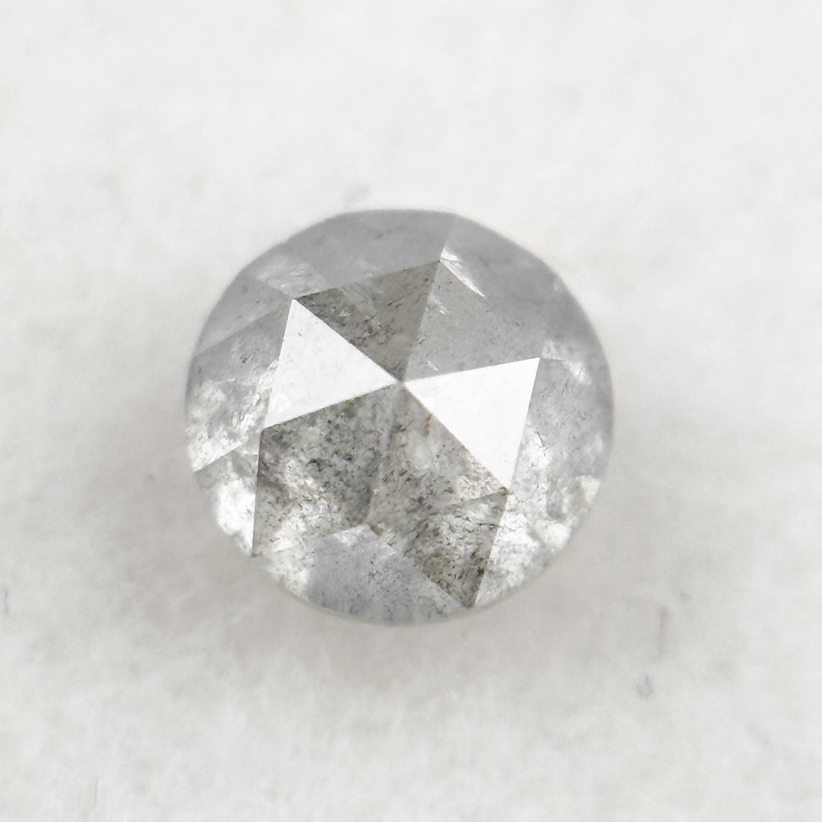 0.51 Ct Round Rose Cut Grey Natural Salt and Pepper Diamond